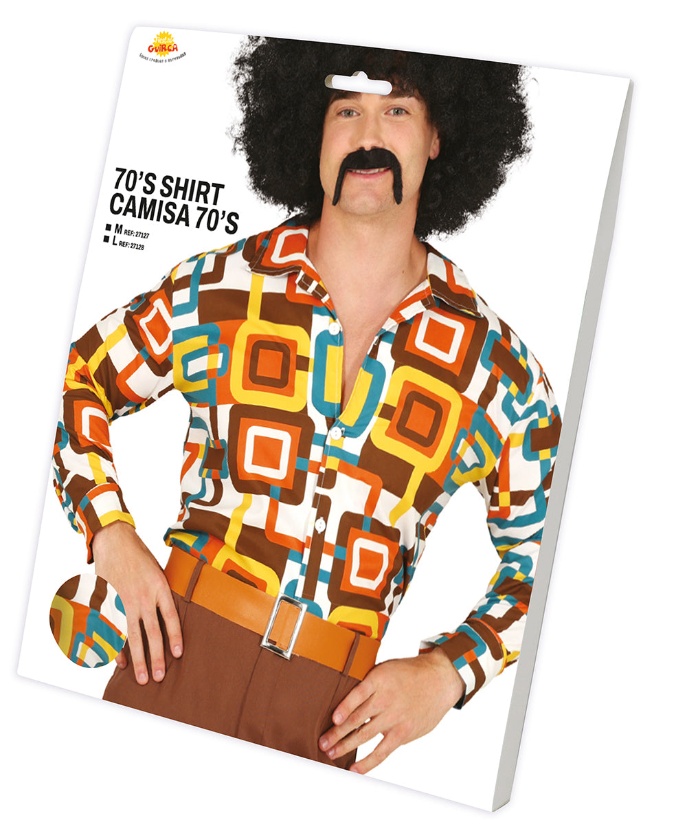 GP27127 – 70s Disco Tanz Hemd Retro Kostüm – Größe: 48 - 50 (M), 52 - 54 (L) – Farbe: Mehrfarbig