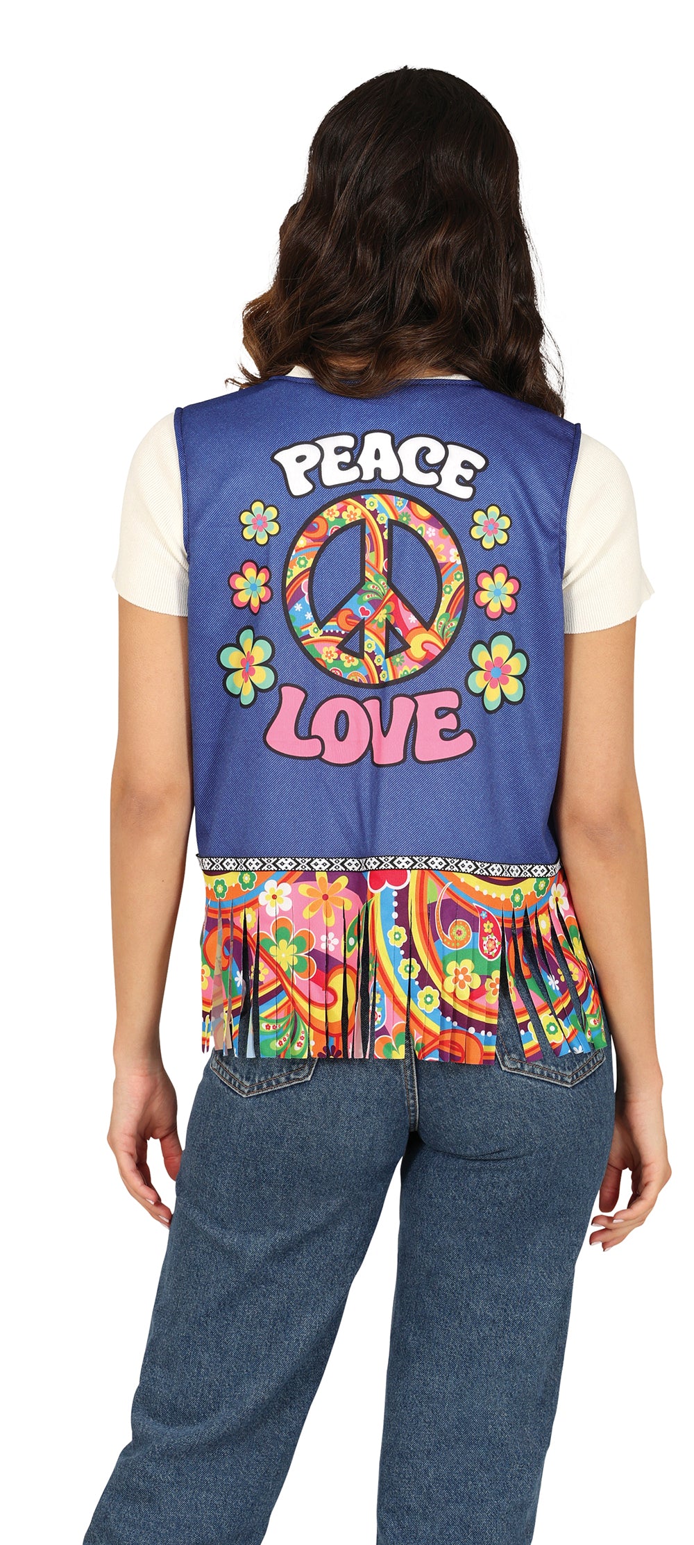 GP27143 – Hippie Flower Power Karneval Weste – Farbe: Mehrfarbig