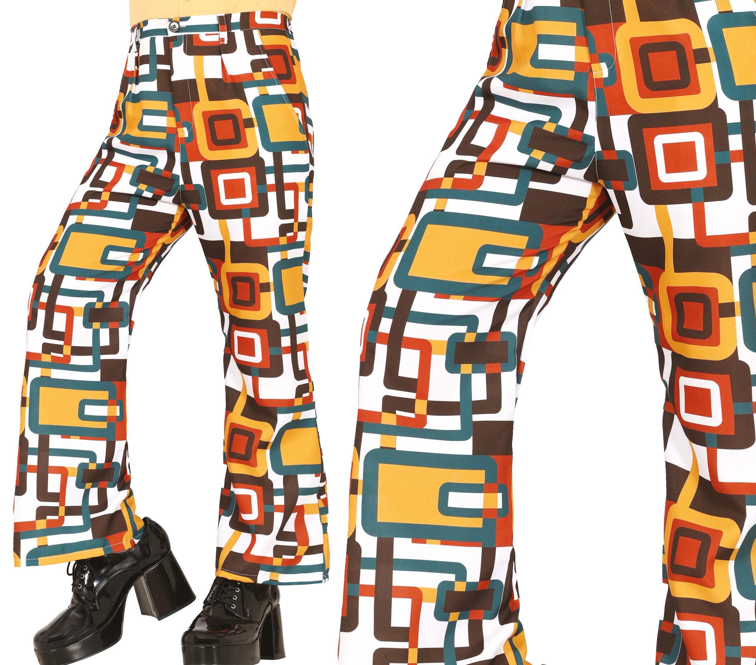 GP27153 – 70S Retro Karnevalhose – Größe: 48 - 50 (M), 52 - 54 (L) – Farbe: Mehrfarbig