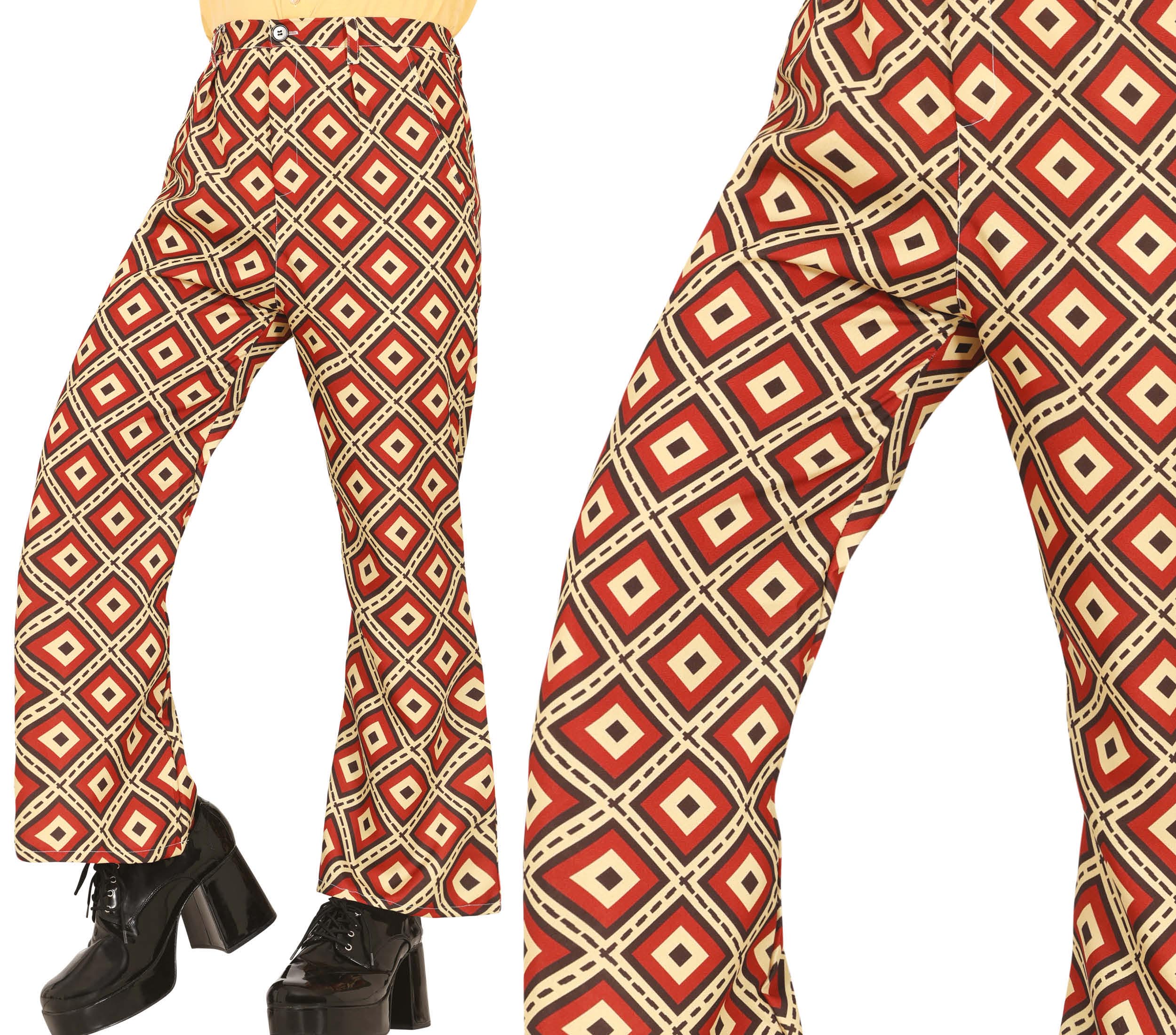GP27155 – Seventies Karnevalhose Retro Muster – Größe: 48 - 50 (M), 52 - 54 (L) – Farbe: Mehrfarbig