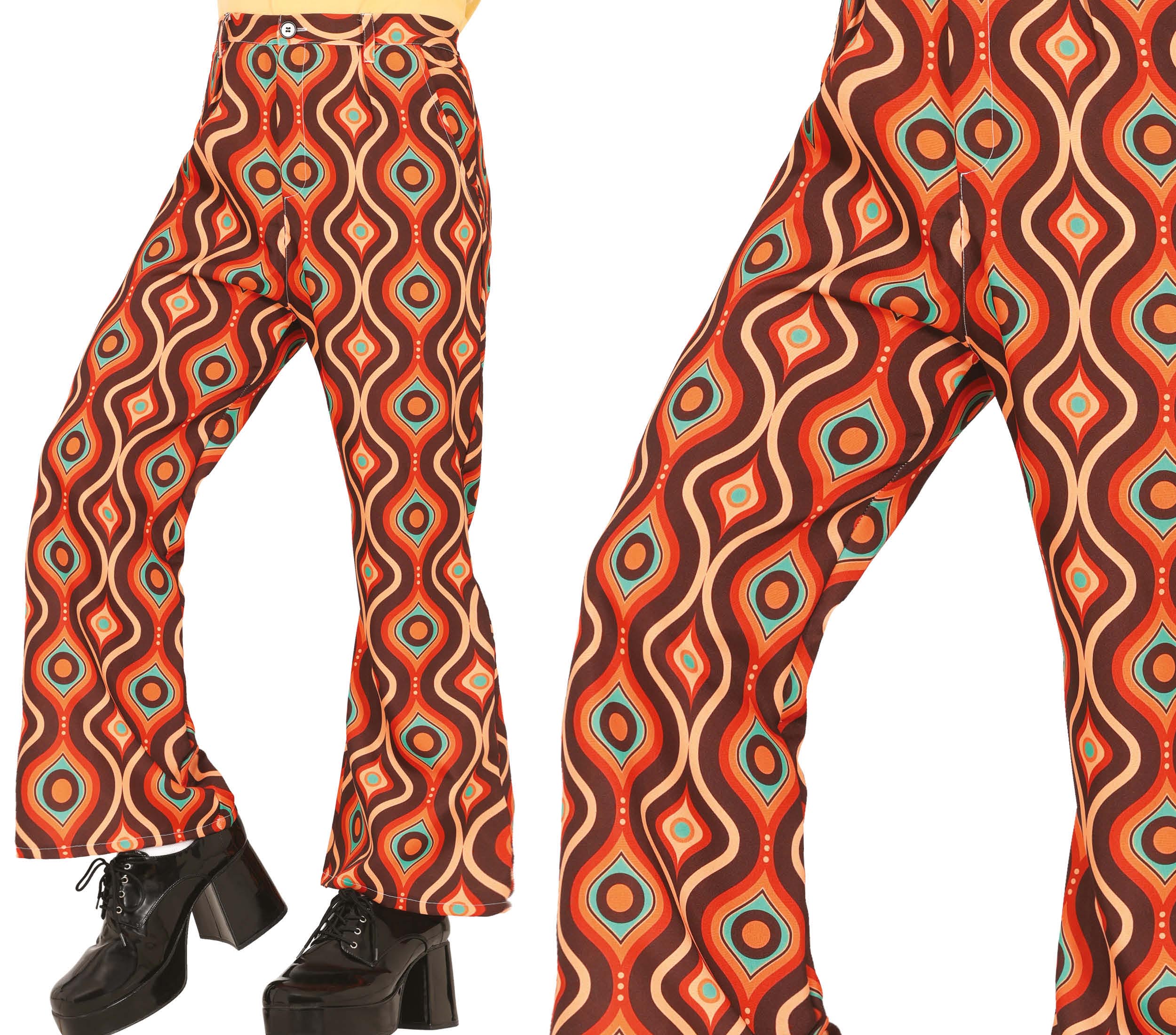 GP27157 – 70er Jahre Karneval Retro Hose – Größe: 48 - 50 (M), 52 - 54 (L) – Farbe: Mehrfarbig