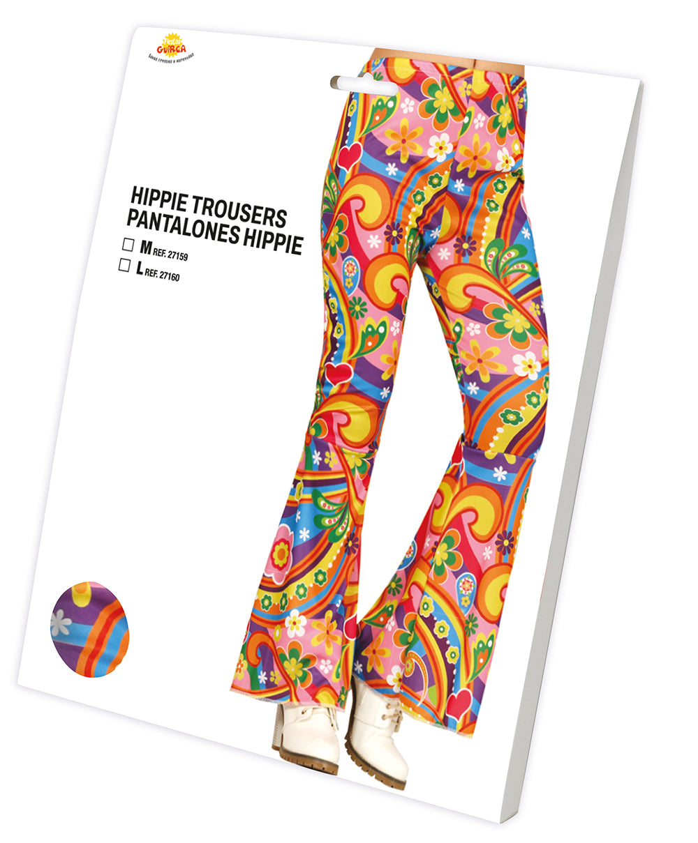 GP27159 – Hippie Karneval Schlaghose 60er – Größe: 38 - 40 (M), 42 - 44 (L) – Farbe: Mehrfarbig