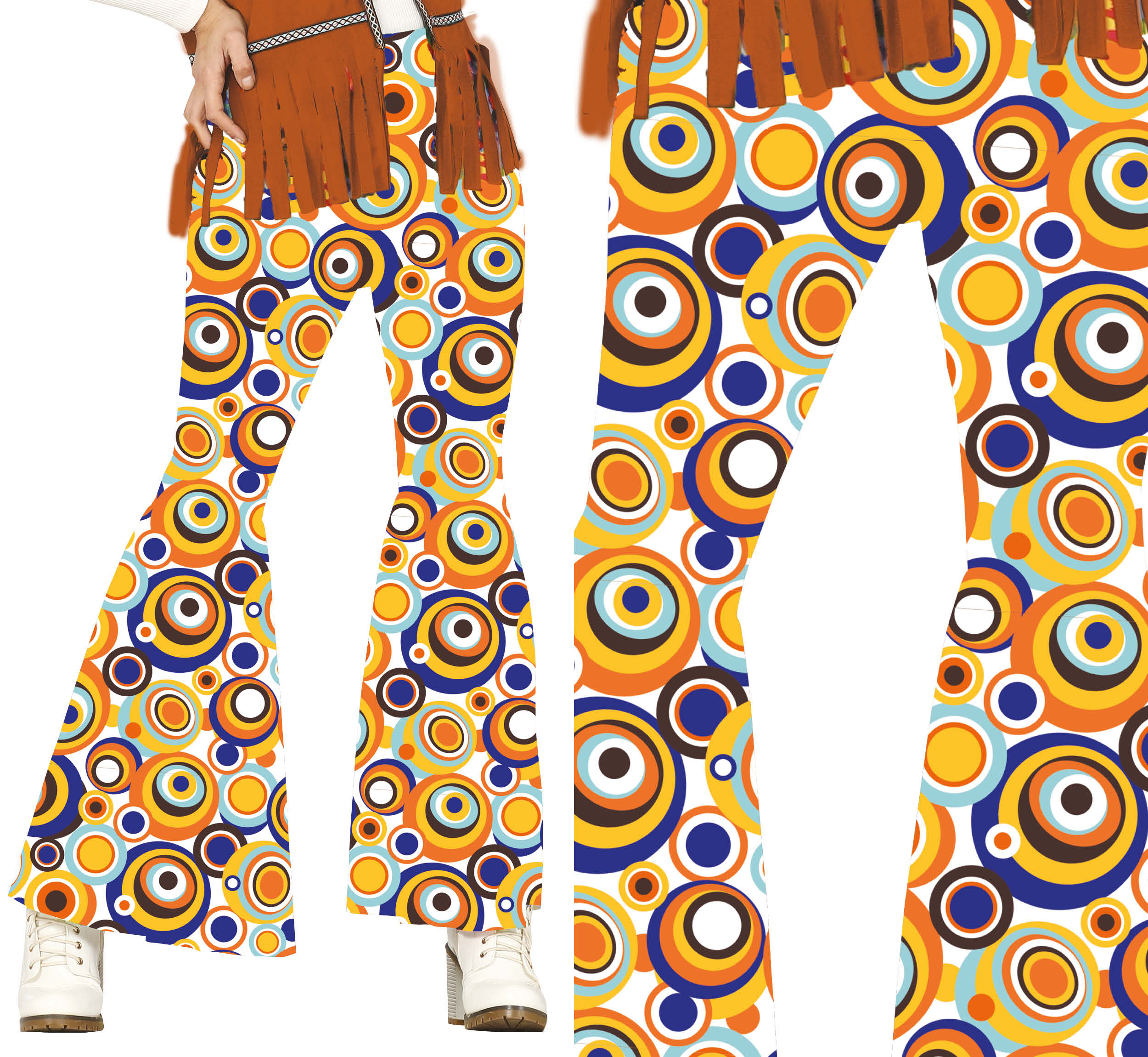GP27163 – Hippie 70S Schlaghose Karneval Retro – Größe: 38 - 40 (M), 42 - 44 (L) – Farbe: Mehrfarbig