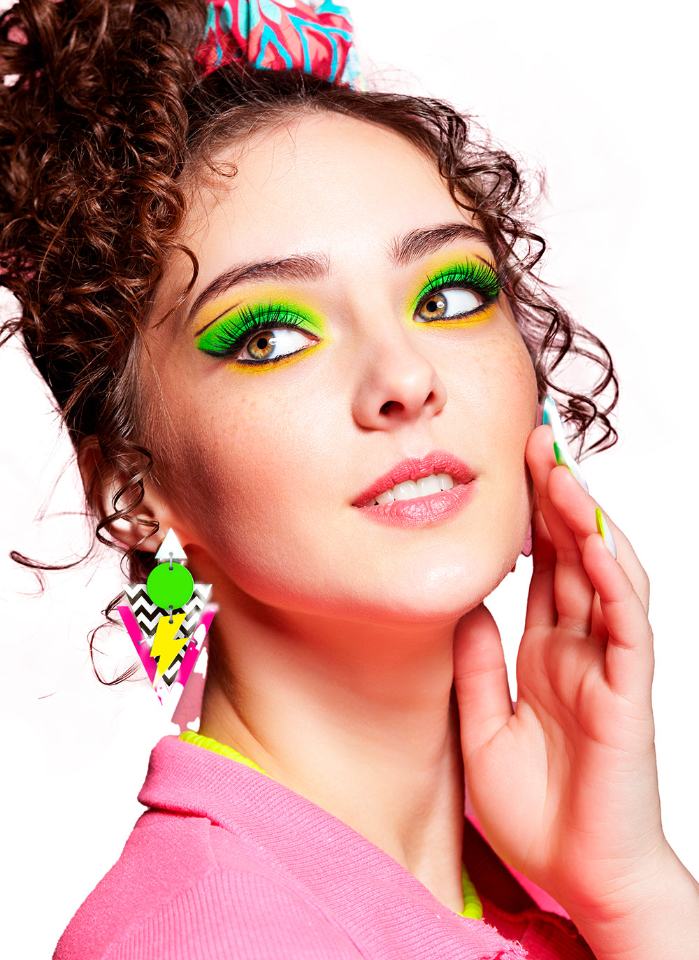 GP27170 – 80s Ohrschmuck Blitzmuster Neonfarben – Farbe: Mehrfarbig