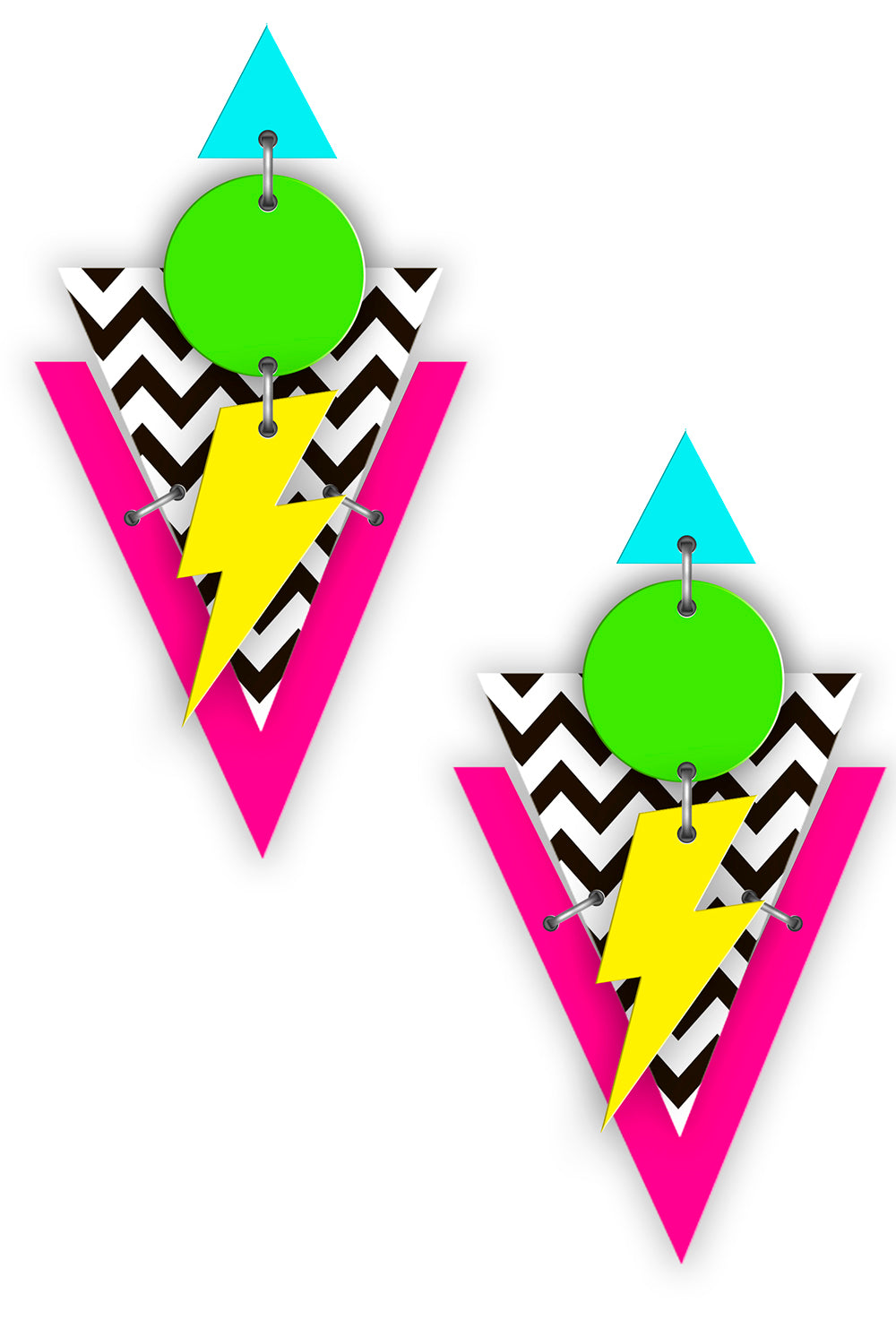 GP27170 – 80s Ohrschmuck Blitzmuster Neonfarben – Farbe: Mehrfarbig