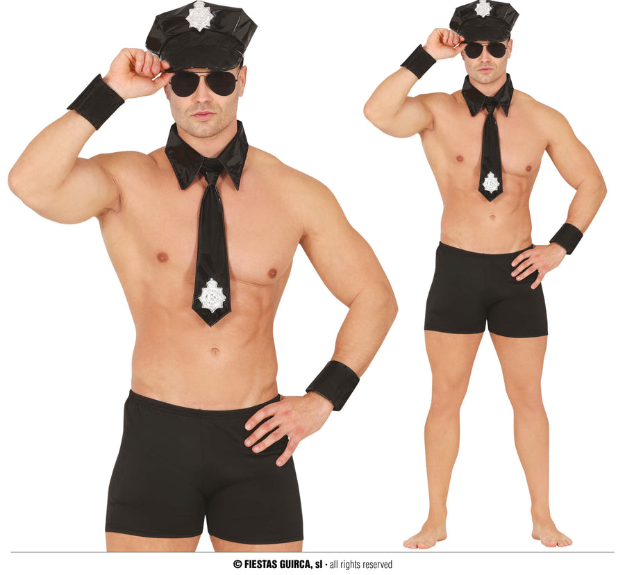 Polizei Stripper Kostüm für Herren schwarz