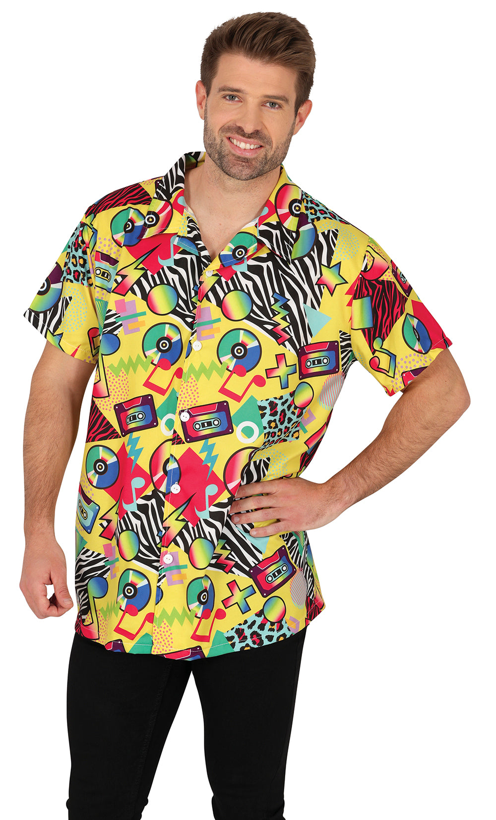 GP27180 – 80S Musik Ikone Hemd Bunt Karneval – Größe: 48 - 50 (M), 52 - 54 (L) – Farbe: Mehrfarbig