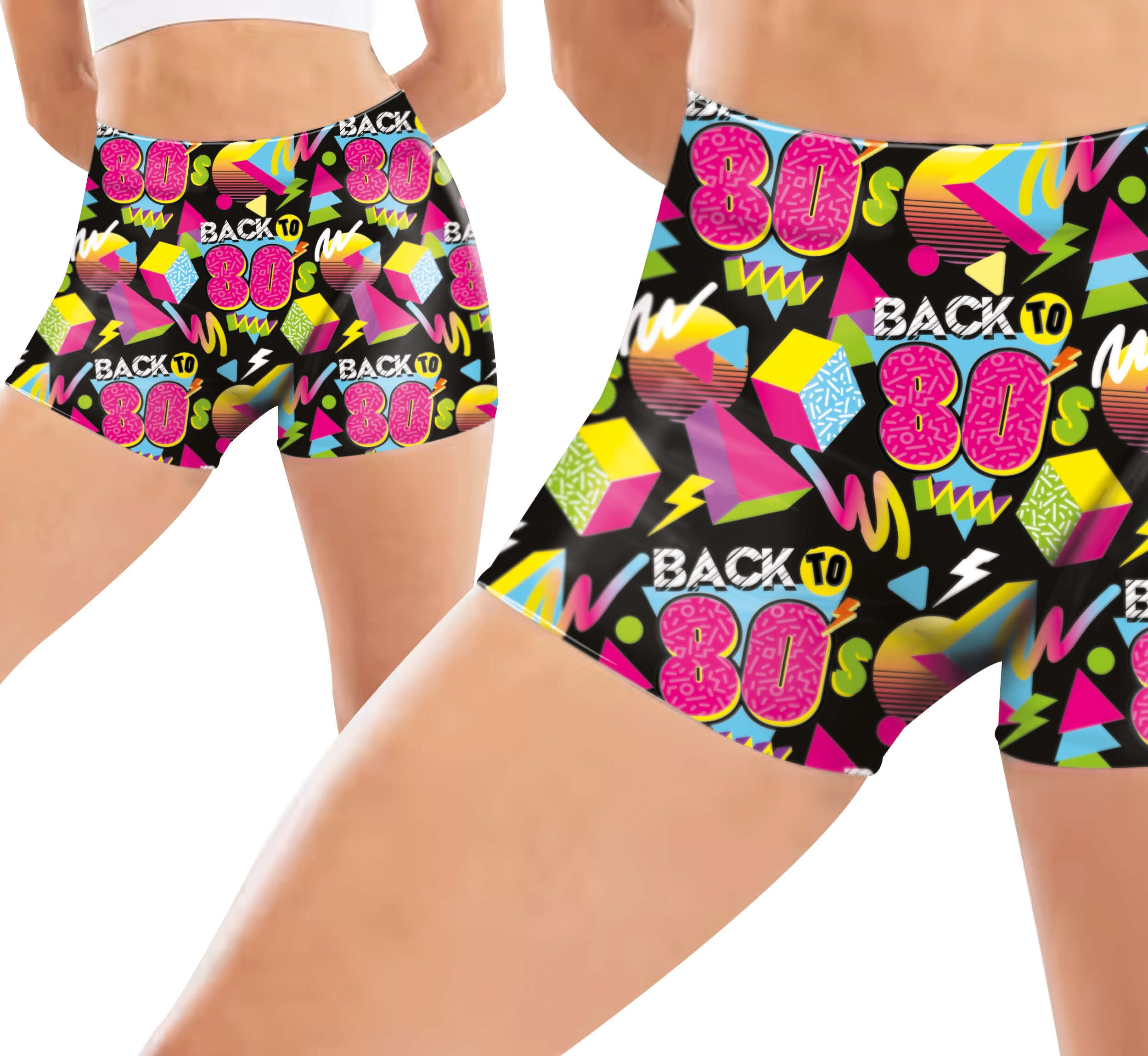 GP27200 – 90s Retro Shorts Karneval Kostüm – Größe: 38 - 40 (M), 42 - 44 (L) – Farbe: Mehrfarbig
