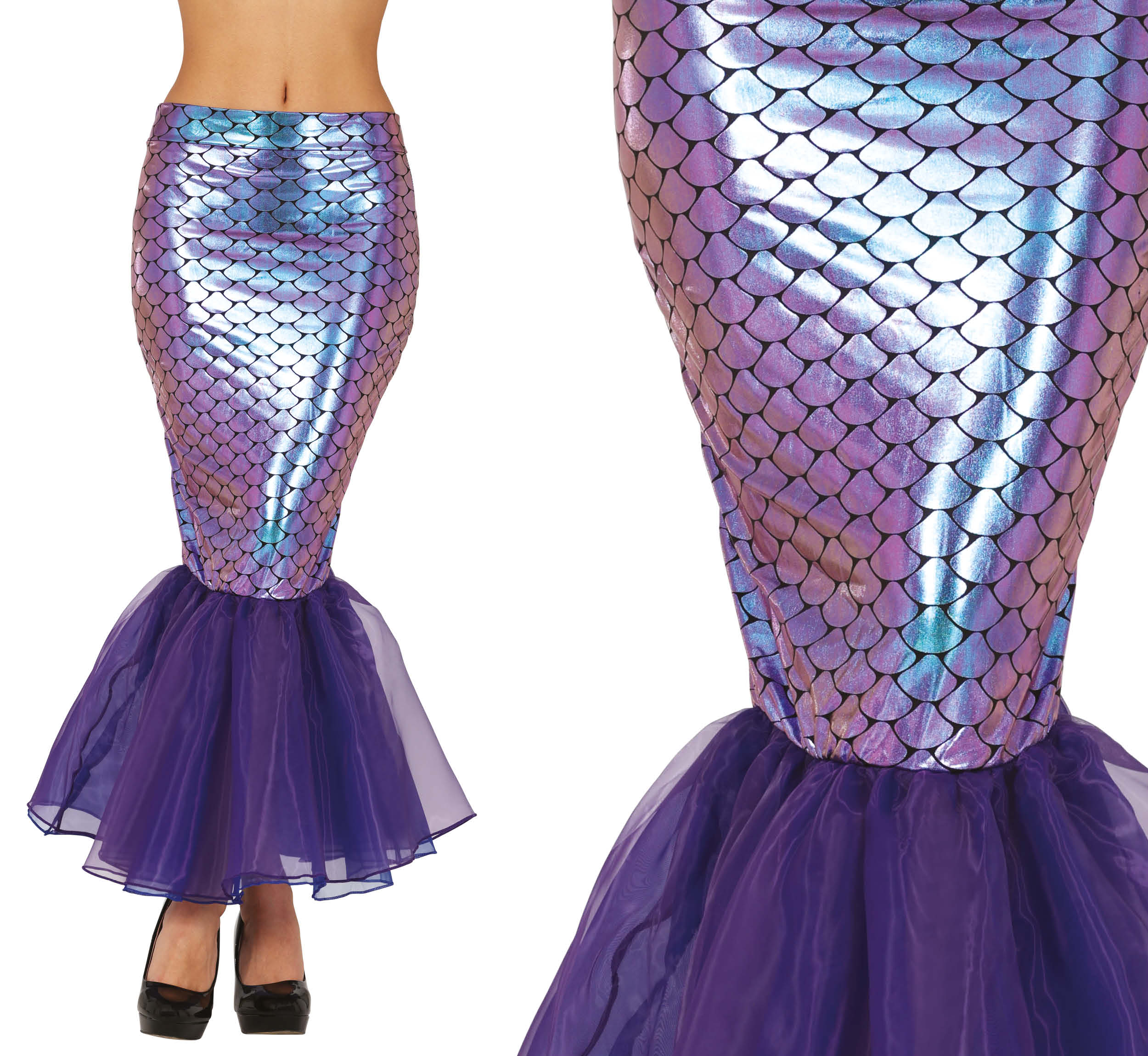 GP27211 – Sirenen Karneval Outfit Fischschuppen Rock – Farbe: Mehrfarbig