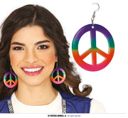 Peace Ohrringe für Damen 5 cm Regenbogen, Bild 1