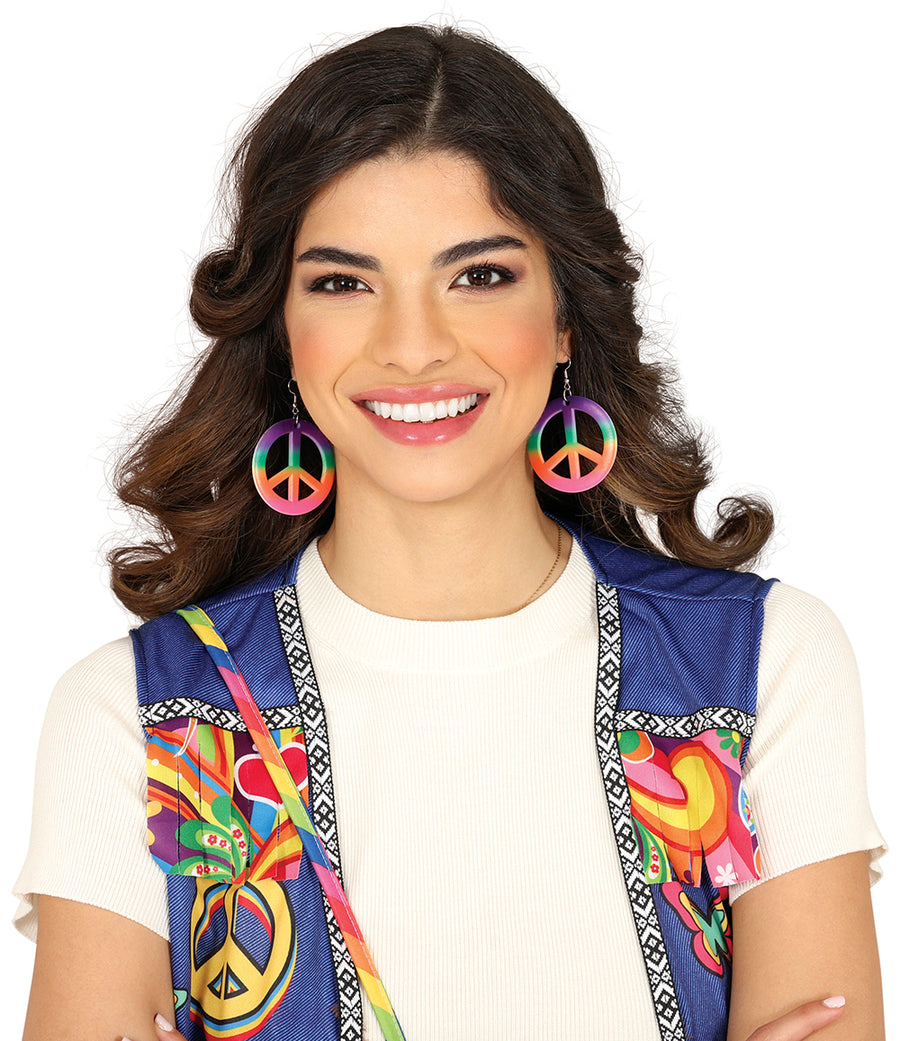 GP27214 – Hippie Frieden Ohrringe Buntes Accessoire – Farbe: Mehrfarbig, Ansicht 2