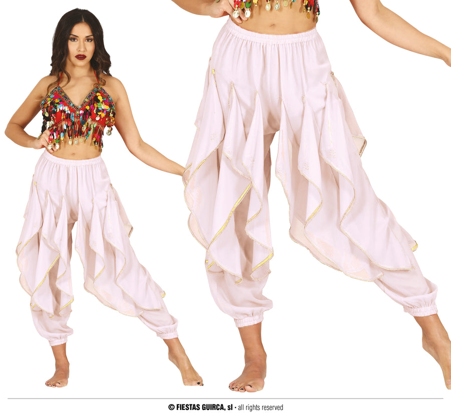 Bauchtanzhose für Damen weiß mit Volants