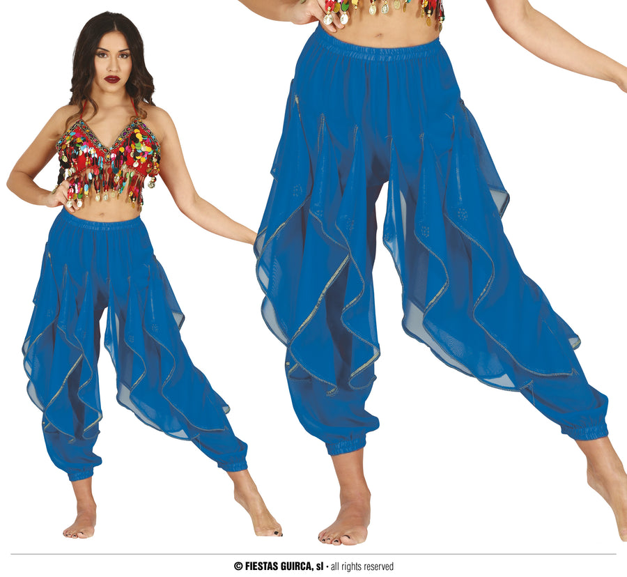Bauchtanzhose für Damen blau mit Volants
