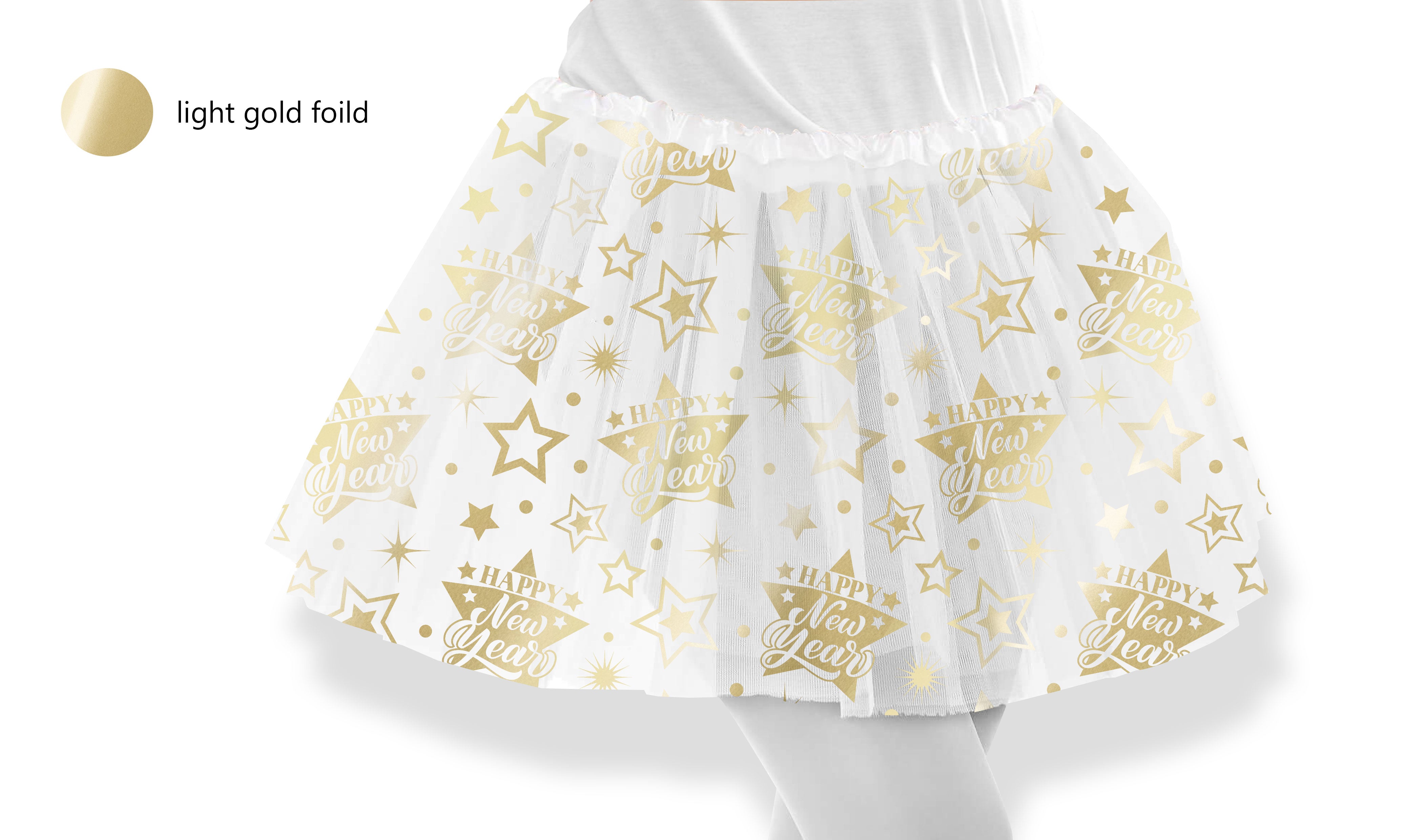 GP27259 – Silvester Glitzer Tutu Gold Weiß – Farbe: Weiß / Gold