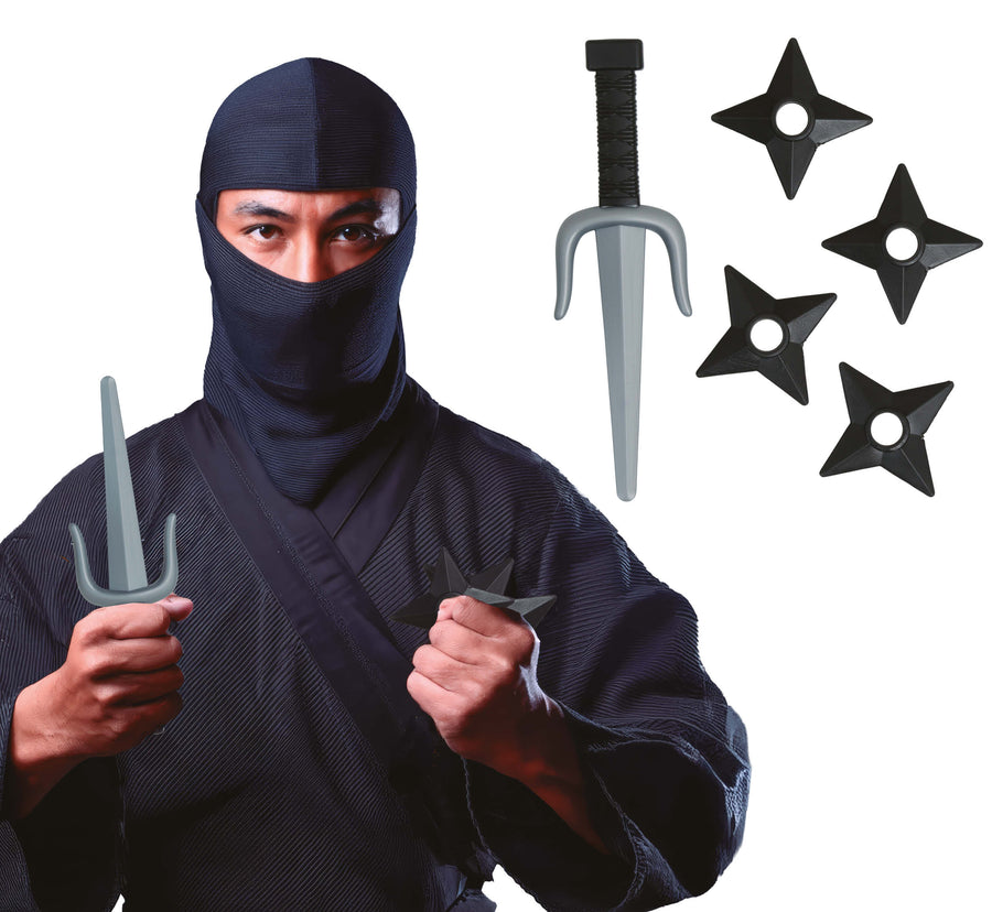 Ninja Set für Erwachsene 5 teilig Sai Wurfsterne
