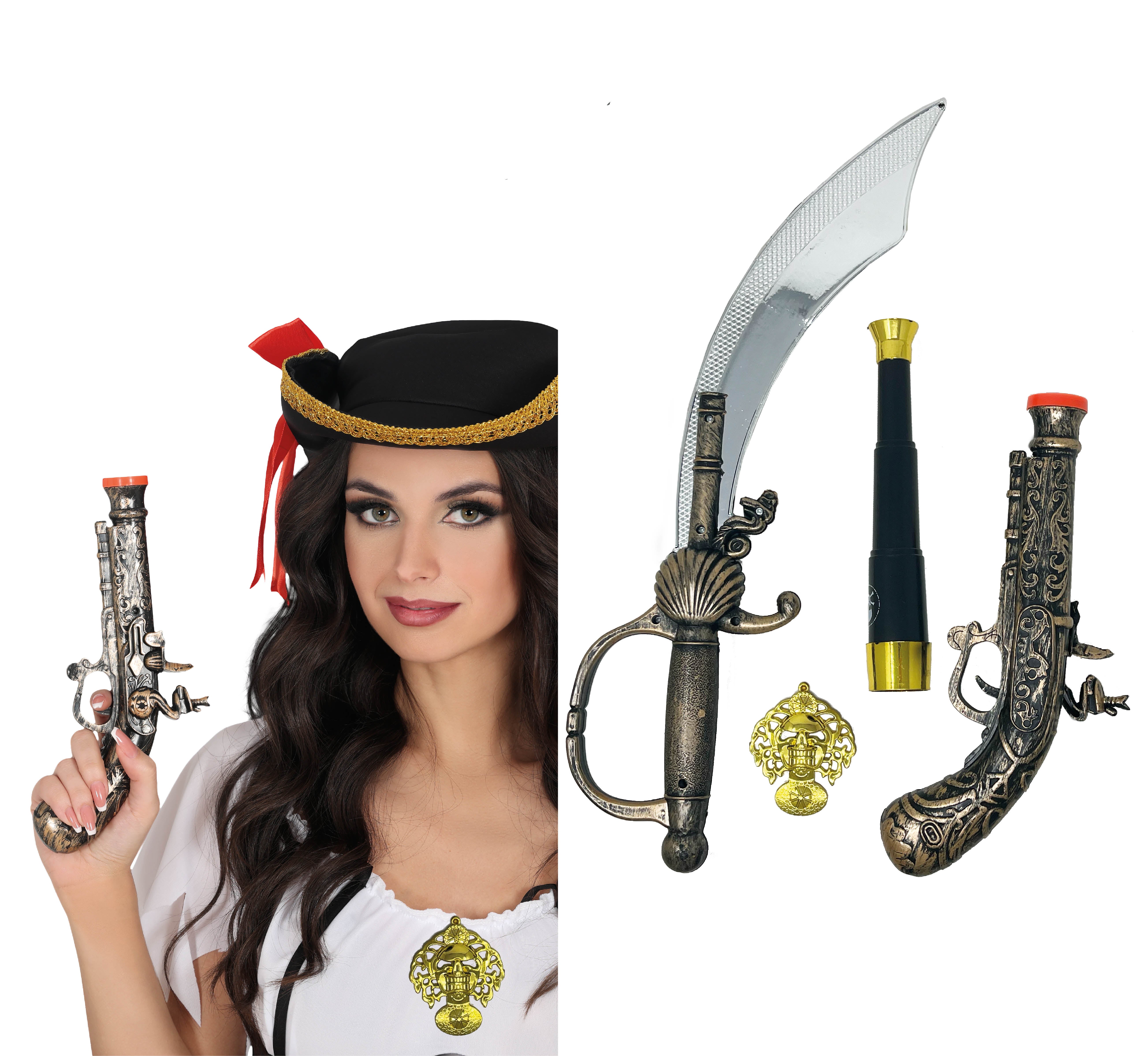GP27281 – Piraten Abenteuer Set Fernglas Schwert – Größe: Standard