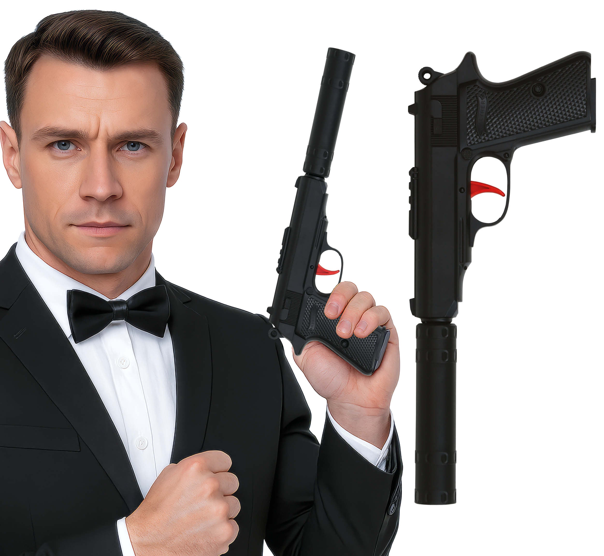 GP27290 – Polizei Agenten Schallgedämpfte Waffe – Farbe: Schwarz