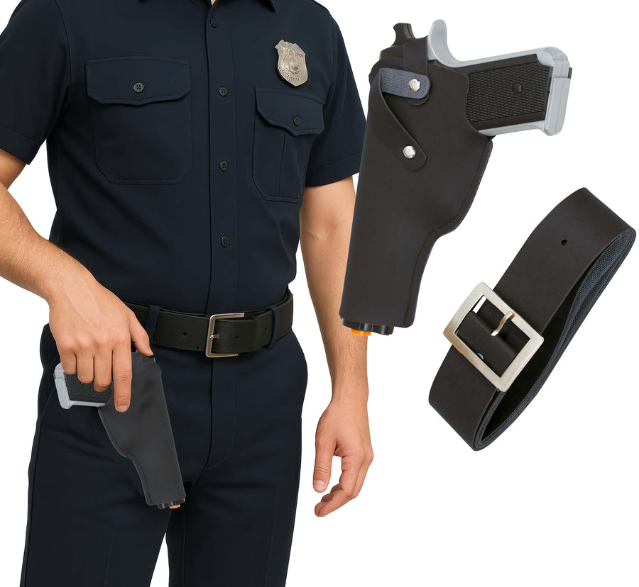 Polizei Pistole für Erwachsene 22 cm mit Holster