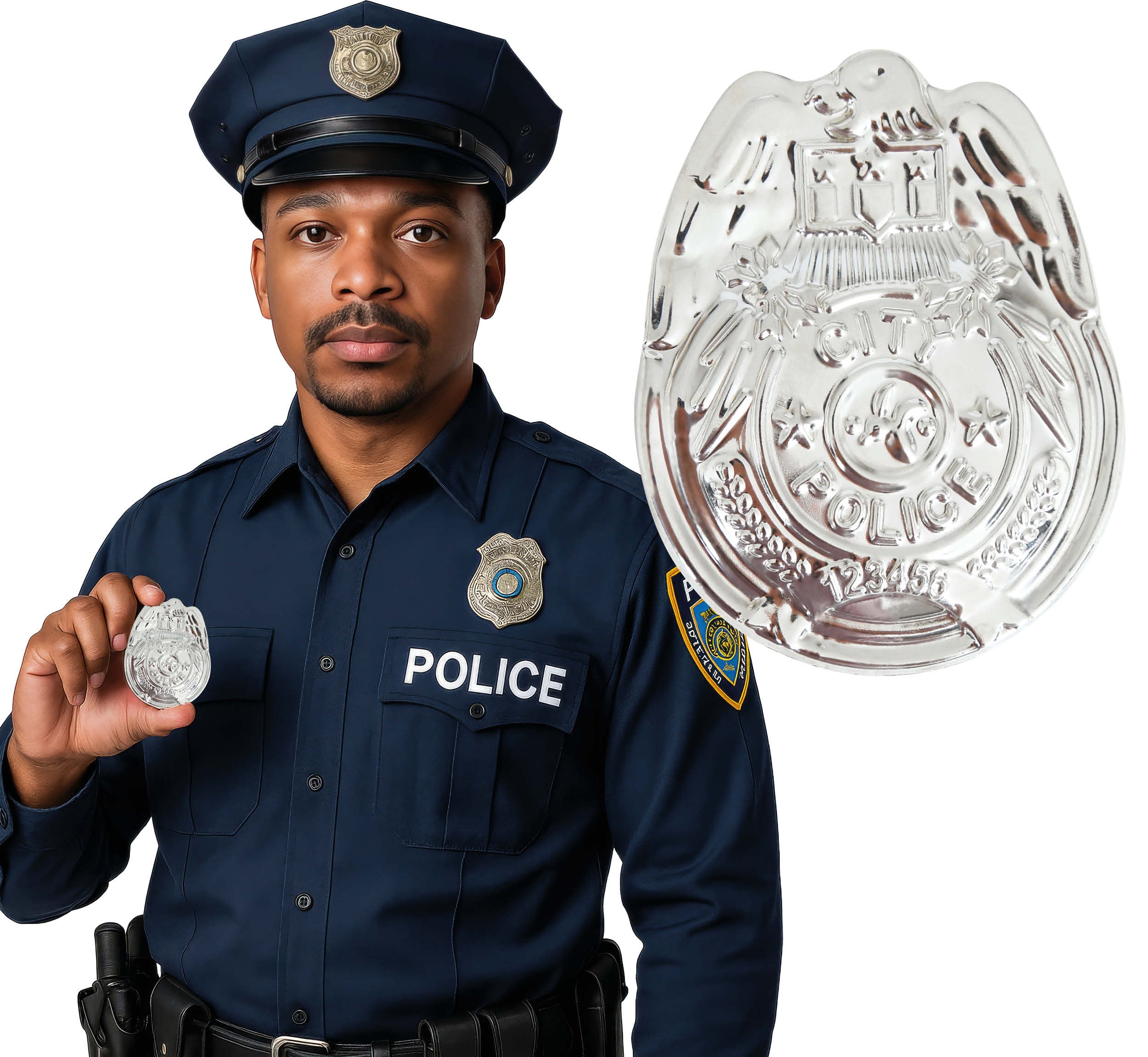 GP27298 – Polizei Karneval Abzeichen Kostüm – Farbe: Silber