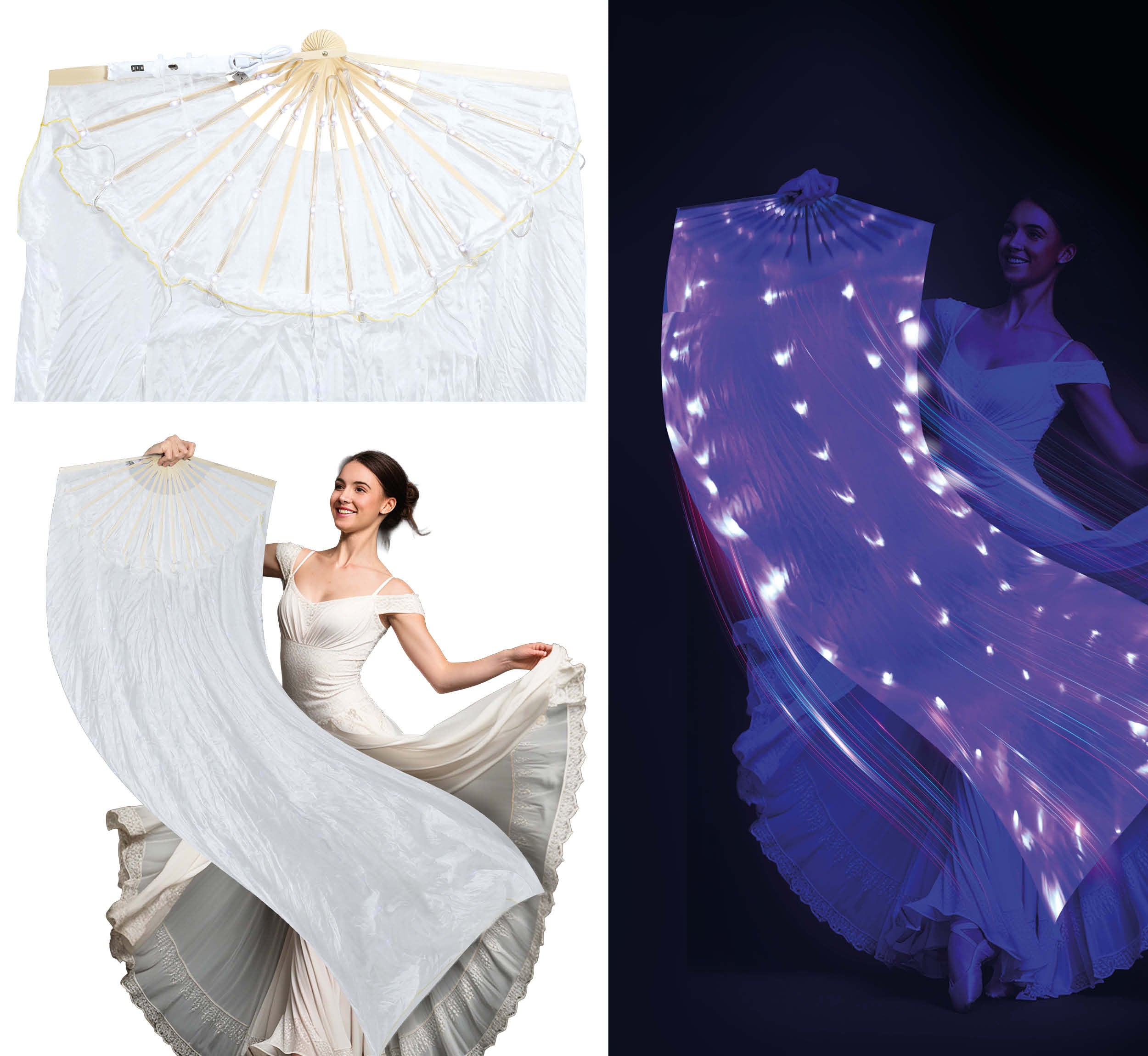 GP27310 – Karneval Tänzer Fächer Eleganz – Farbe: Weiß / Mehrfarbig