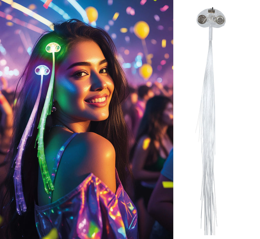 LED Haarsträhne für Erwachsene 30 cm Glasfaser