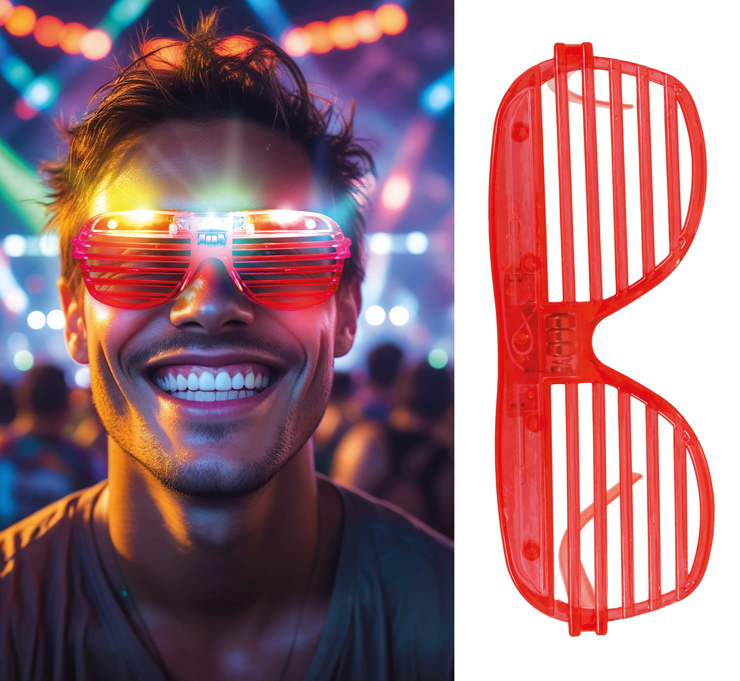 GP27322 – Neonbrille Karneval Party Accessoire – Farbe: Mehrfarbig