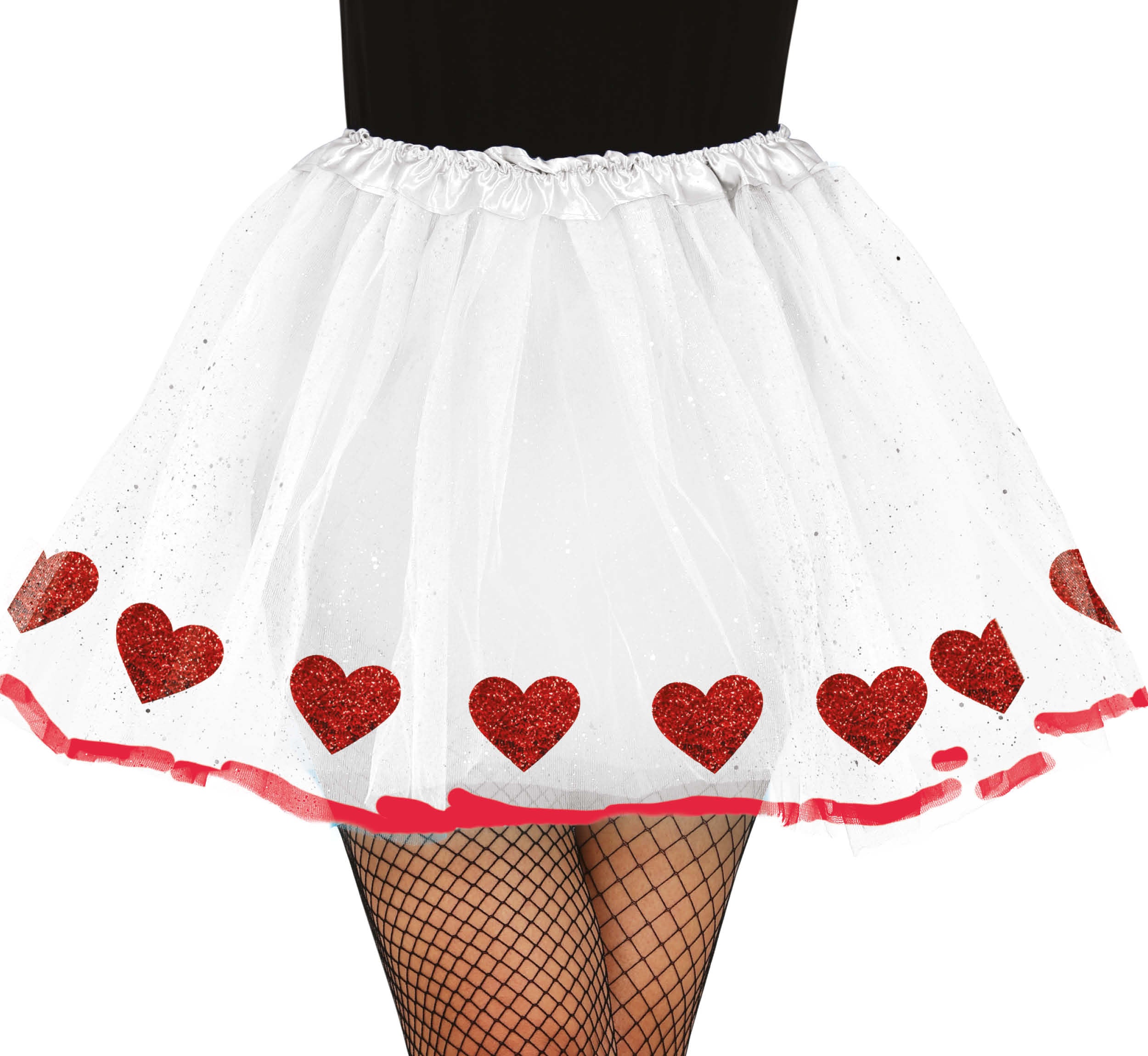 GP27328 – Junggesellenabschied Karnevalstanz Tutu – Farbe: Weiß / Rot