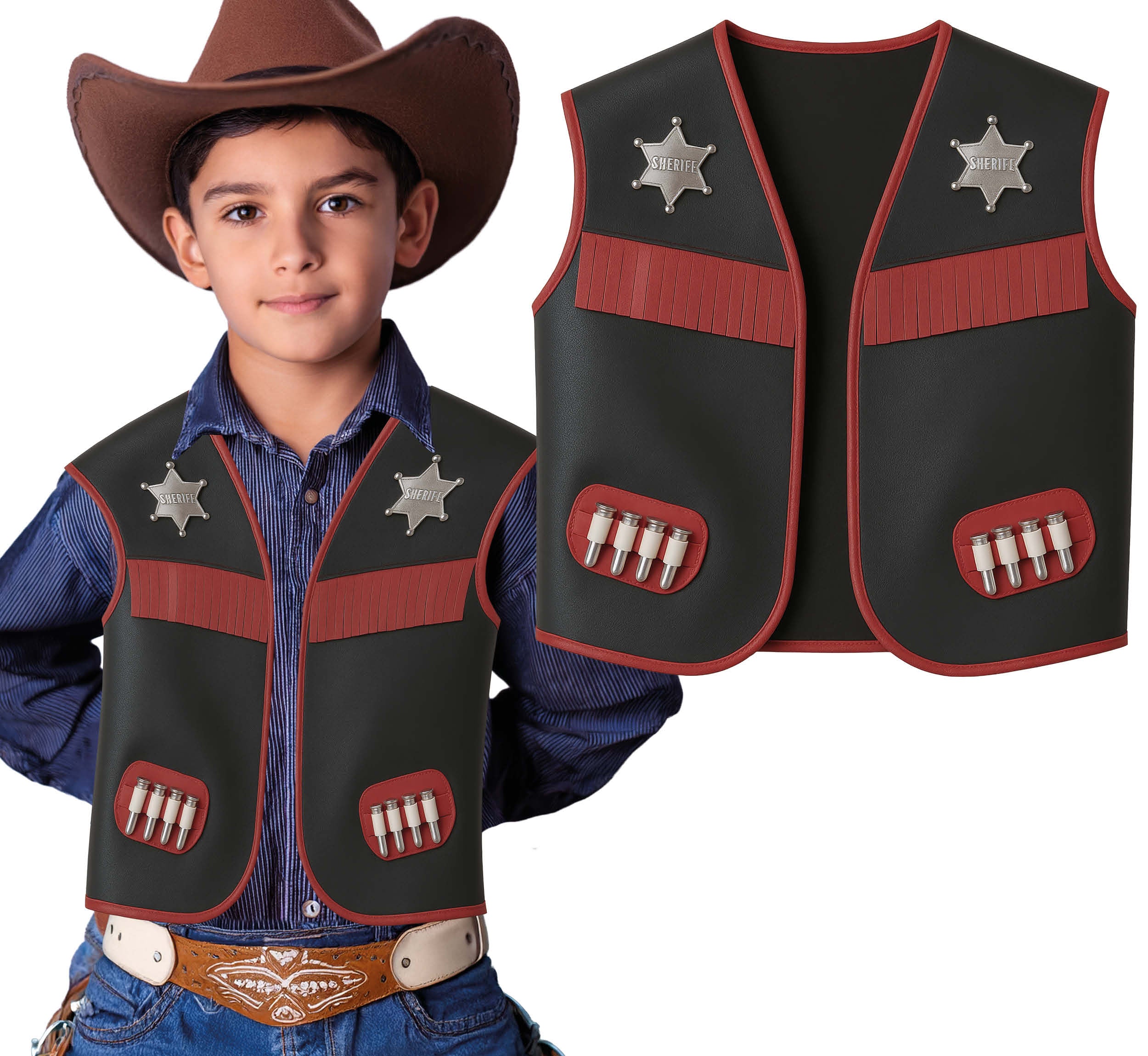 GP27351 – Cowboy Sheriff Weste Karneval – Farbe: Schwarz