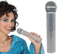 Strass Mikrofon 21 cm silber glitzernd