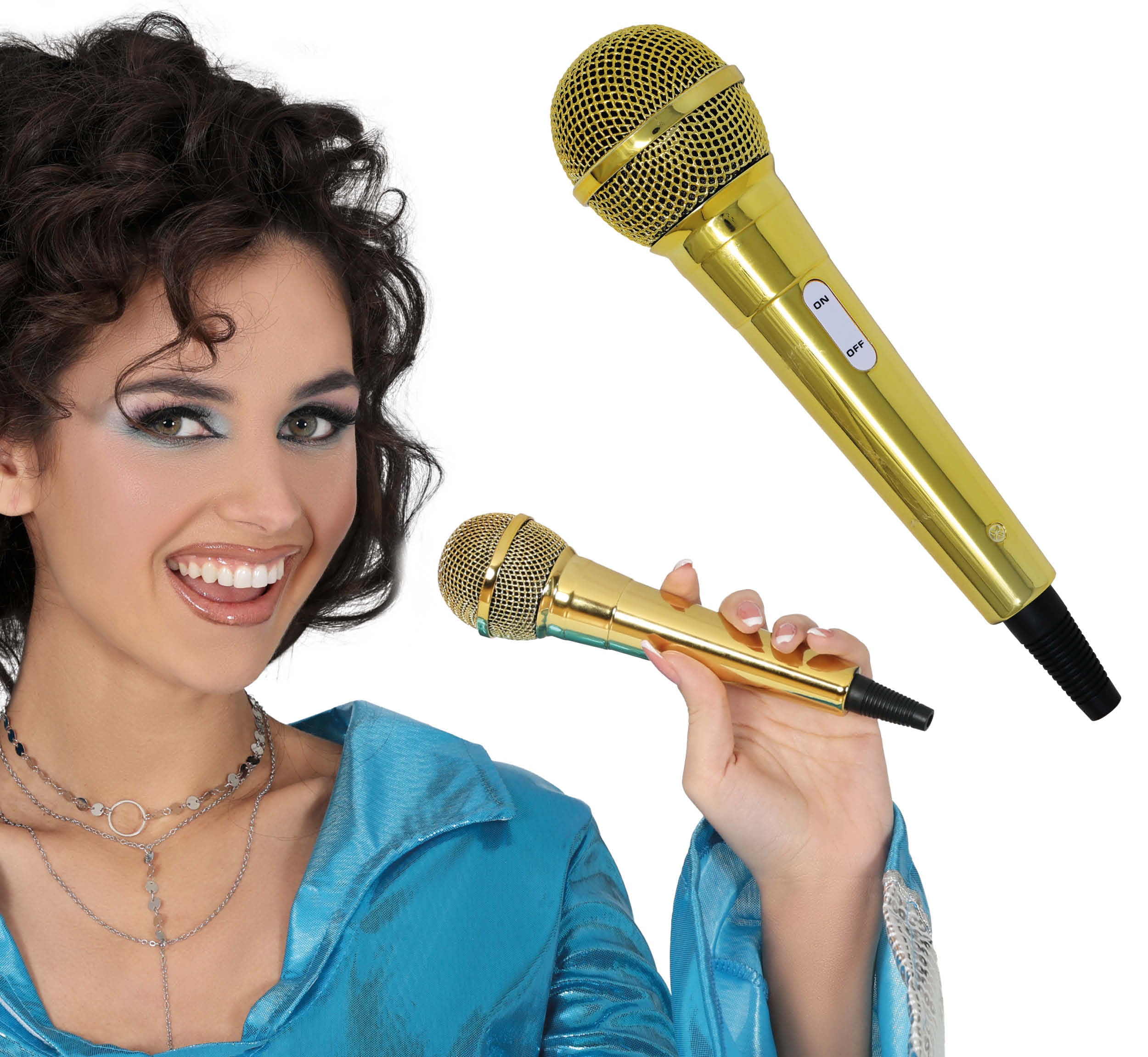 GP27357 – Rock Mikrophon Gold Glamour Karneval – Farbe: Gold