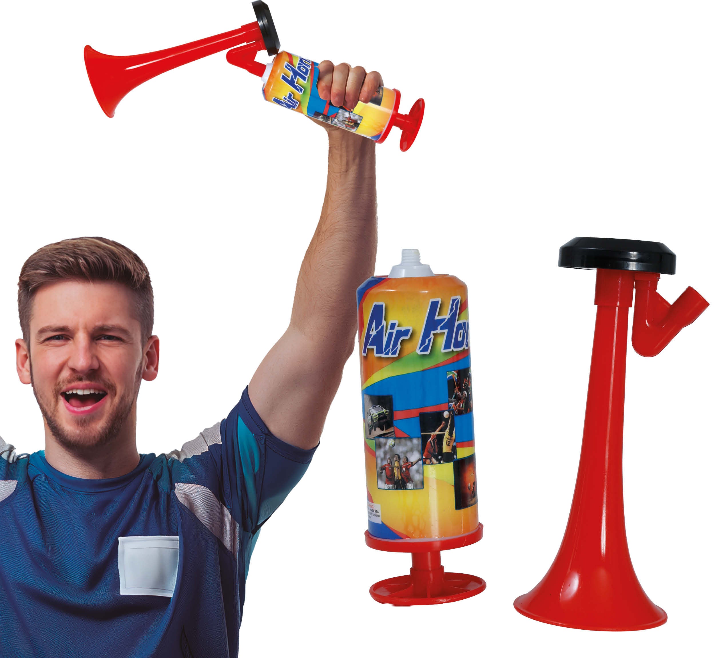 GP27360 – Sportliche Fanfare Sommer Horn Abschlussfeier – Farbe: Rot / Weiß