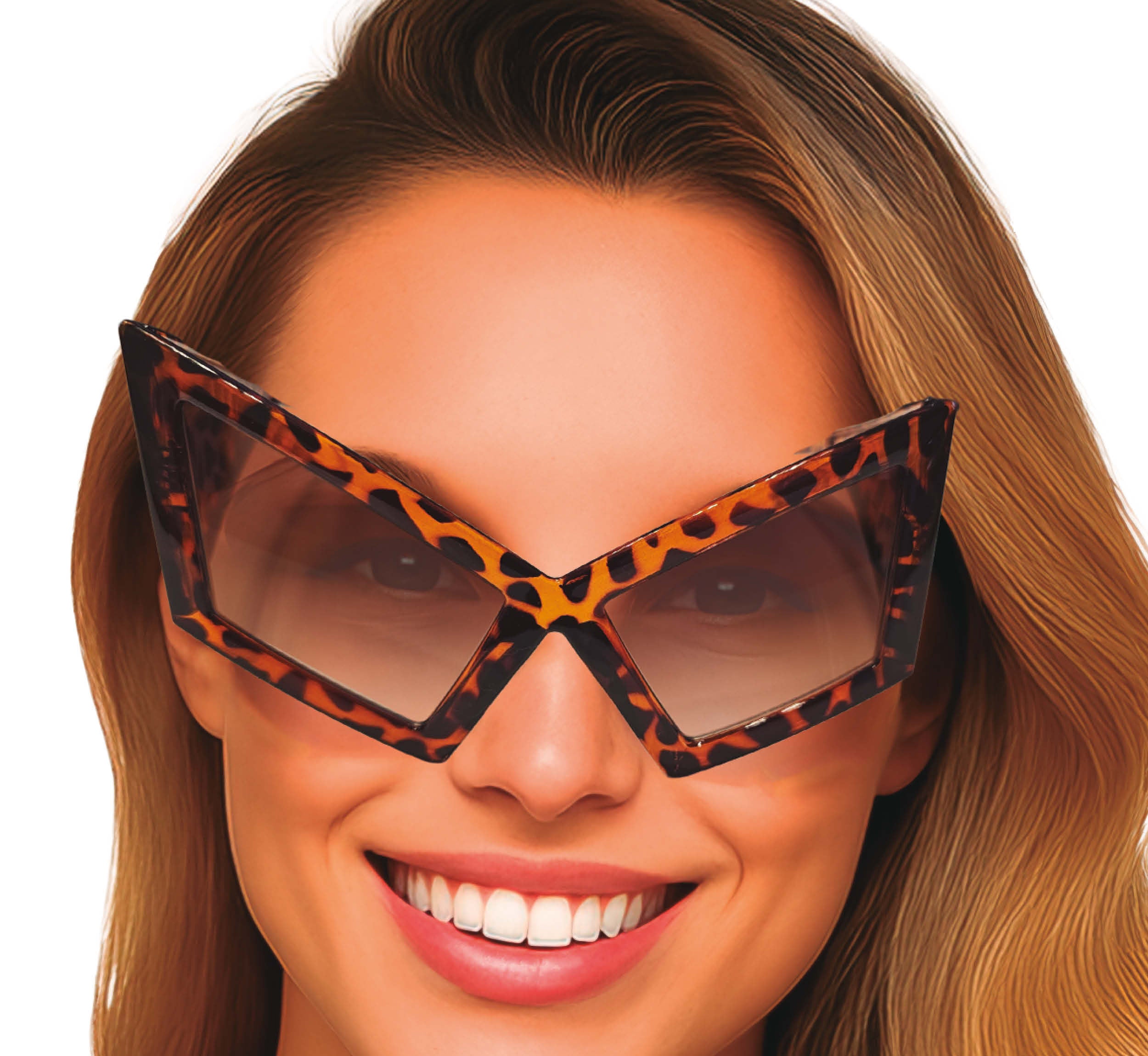 GP27368 – 50s Retro Raubkatzenbrille Karneval Kostüm – Farbe: Braun