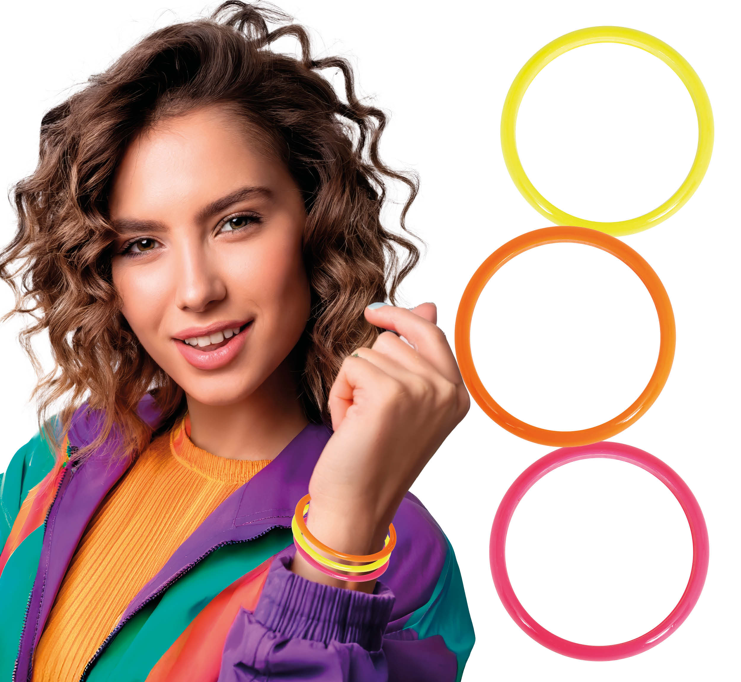 GP27377 – 90S Retro Armband Set Bunte Accessoires – Farbe: Mehrfarbig