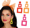 GP27383 – Retro Karneval Ohrringe 70s 90s Neon – Farbe: Mehrfarbig