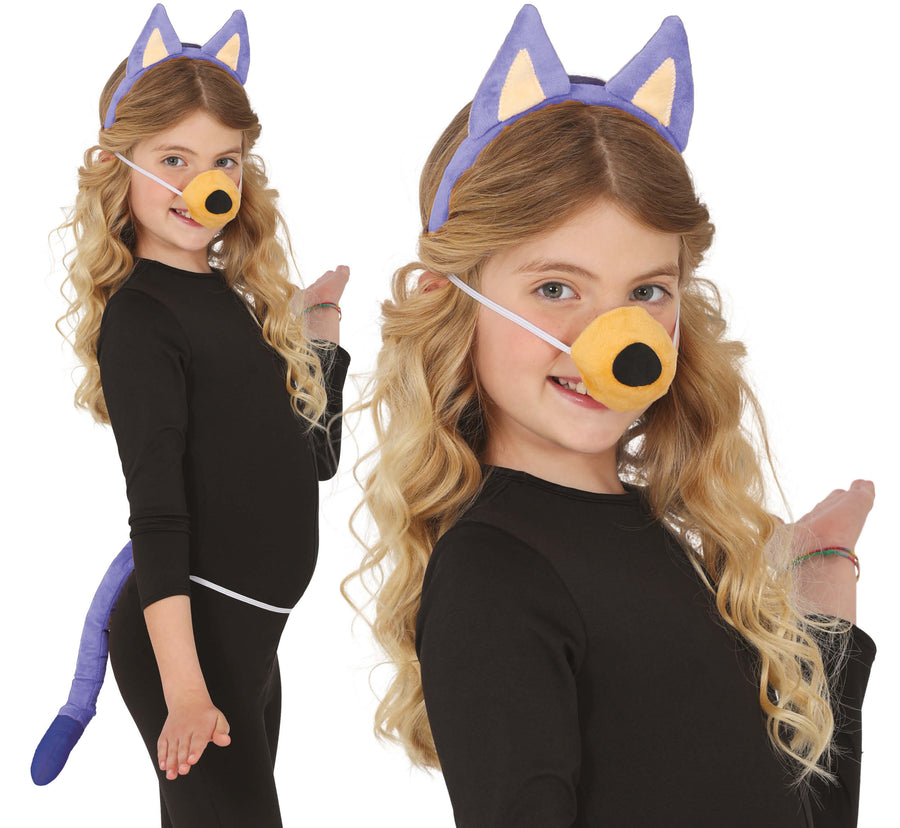 Hunde Set für Kinder 3 teilig blau