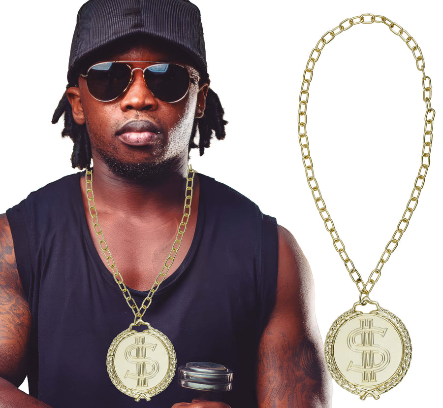 Dollar Kette für Erwachsene 13 cm gold