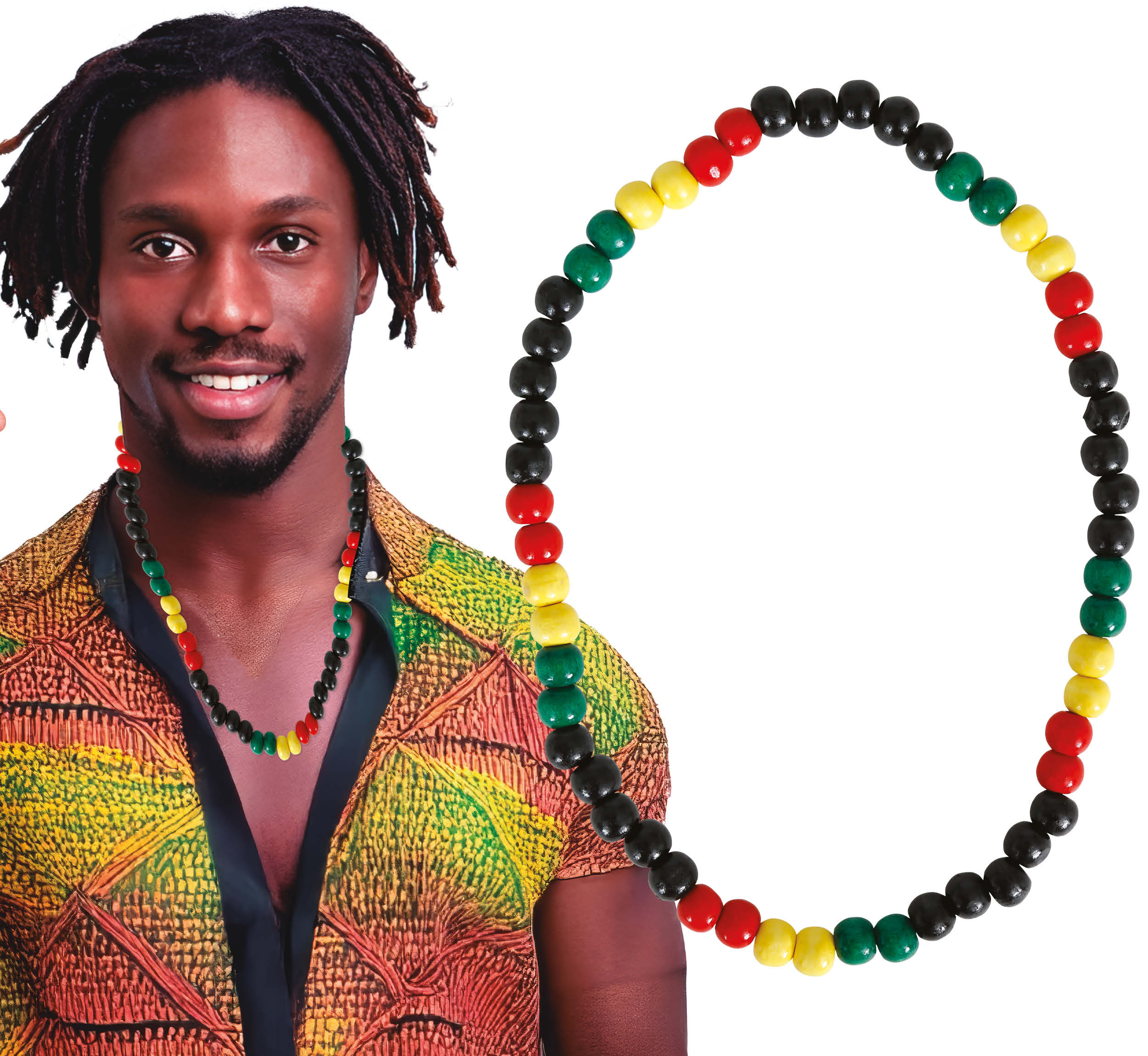 GP27408 – Rastafari Karneval Kette Farbenfrohe – Farbe: Mehrfarbig