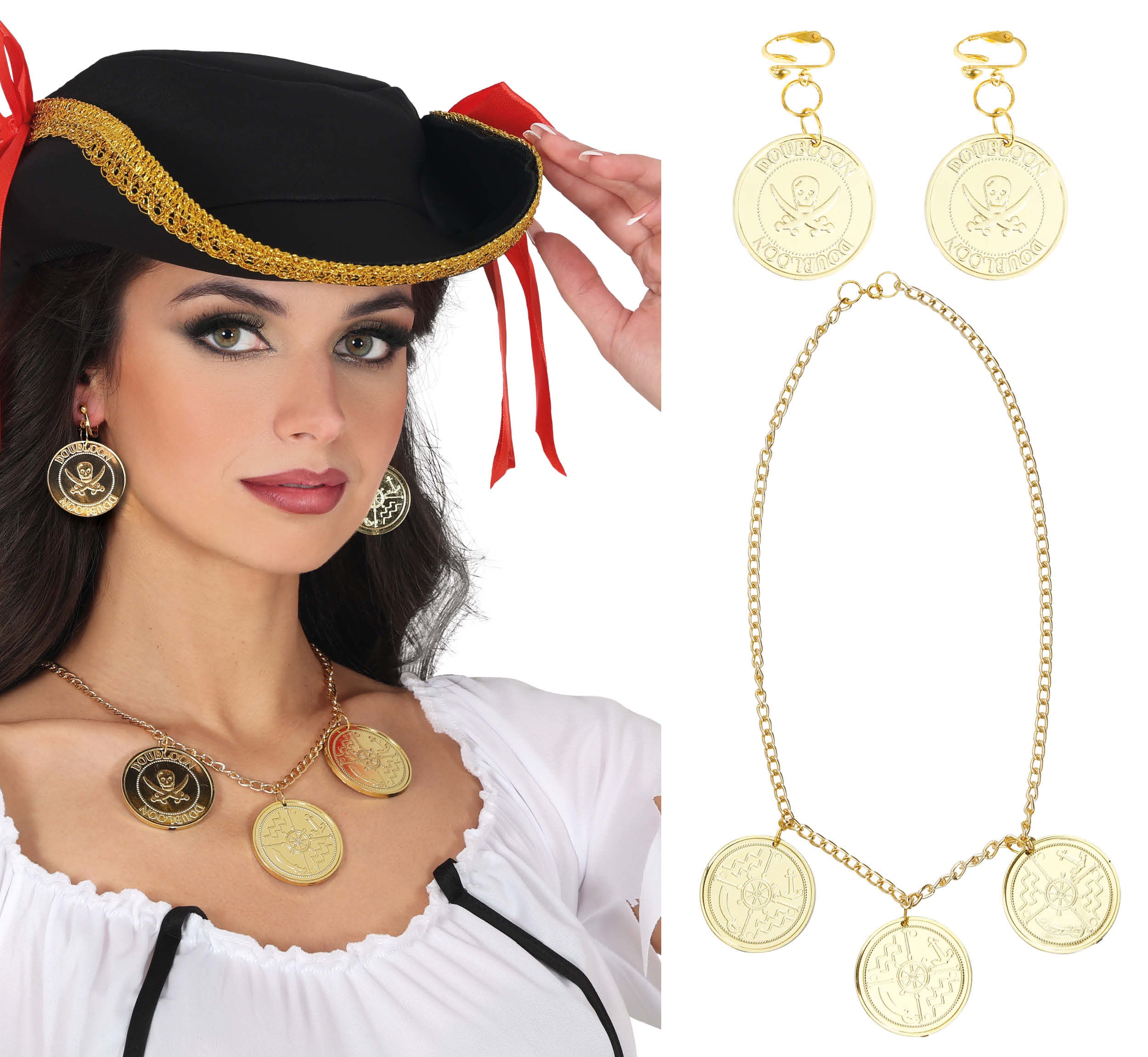 GP27410 – Piraten Schmuckset Karnevalskostüm – Farbe: Gold