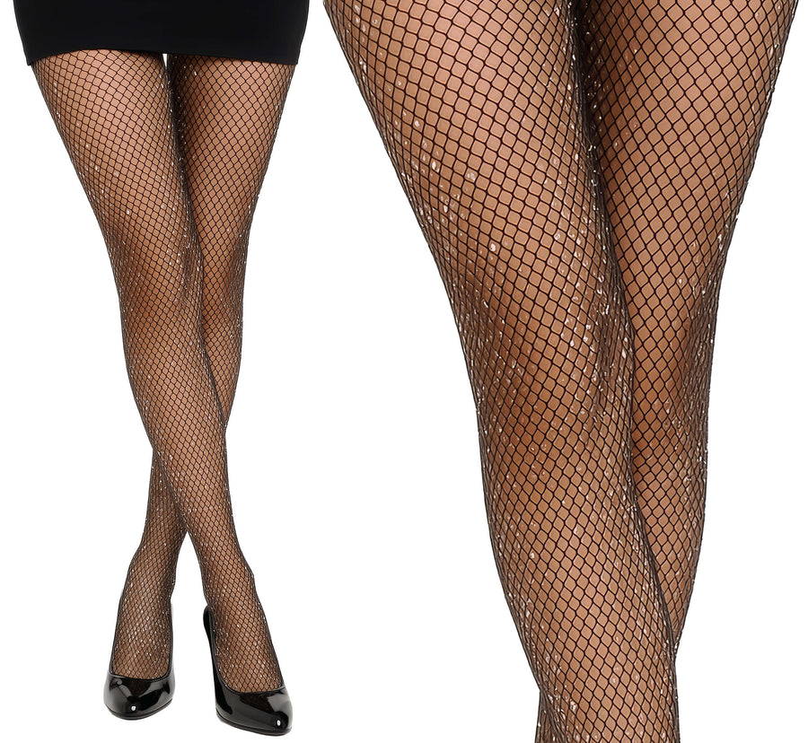 Glitzer Netzstrumpfhose für Damen schwarz