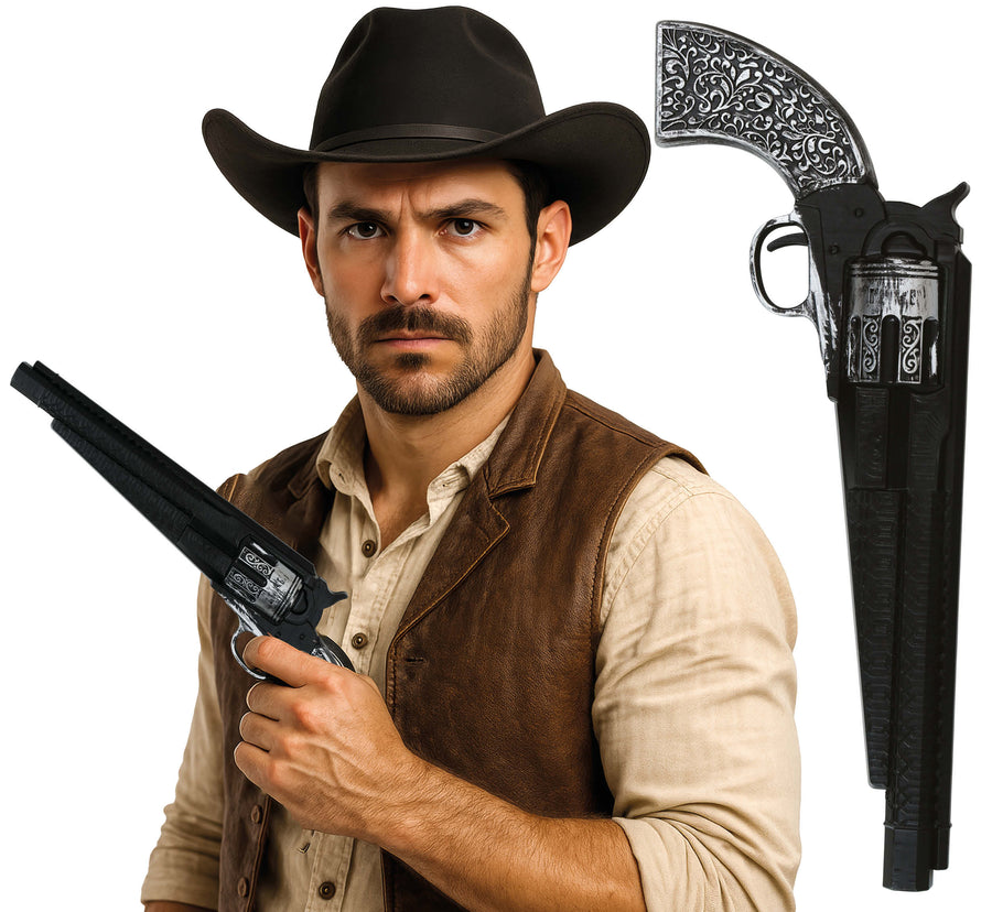 Revolver für Erwachsene 30 cm silber