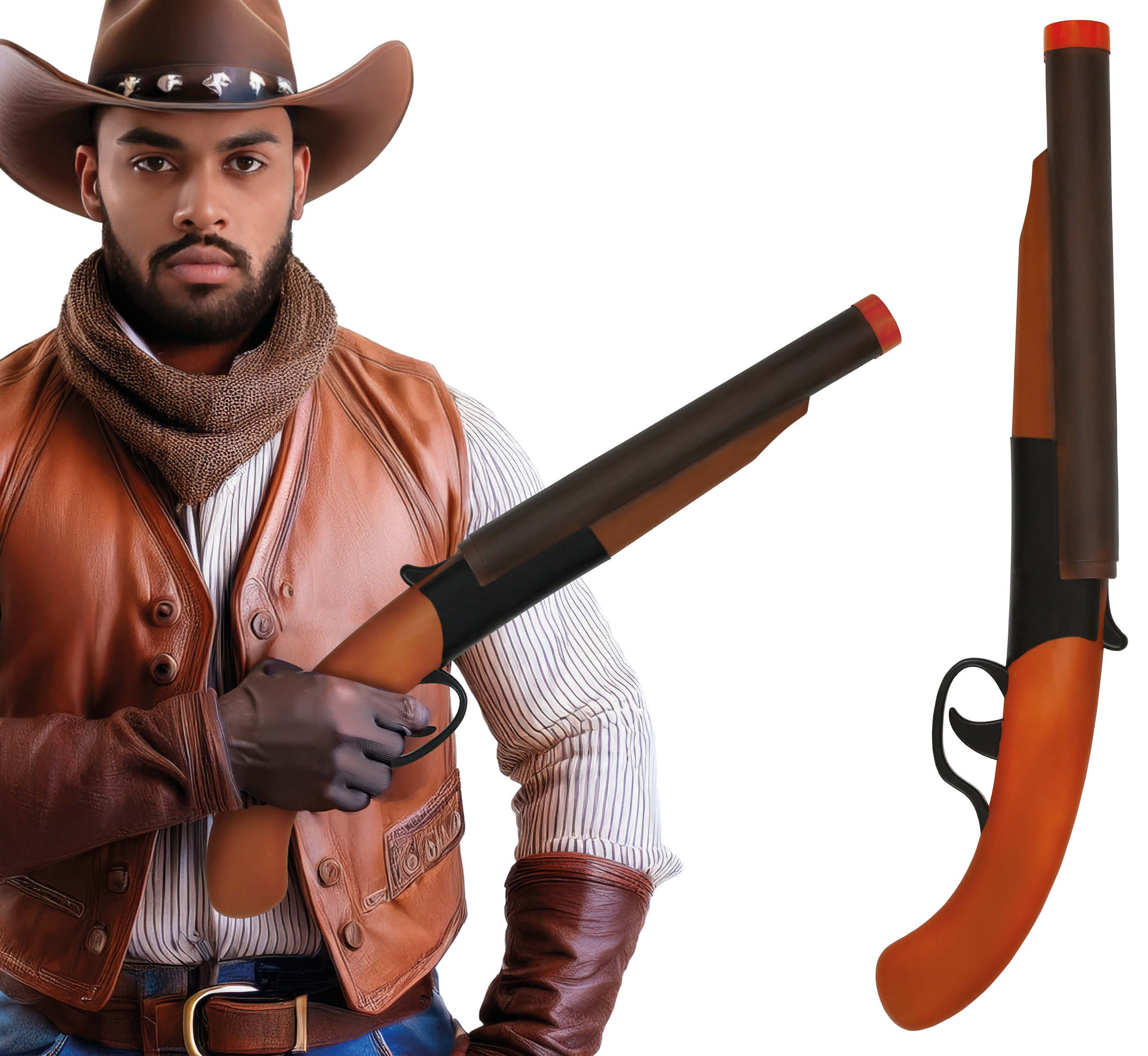 GP27428 – Police Karneval Schrotflinte Diebe Kostüm – Farbe: Braun