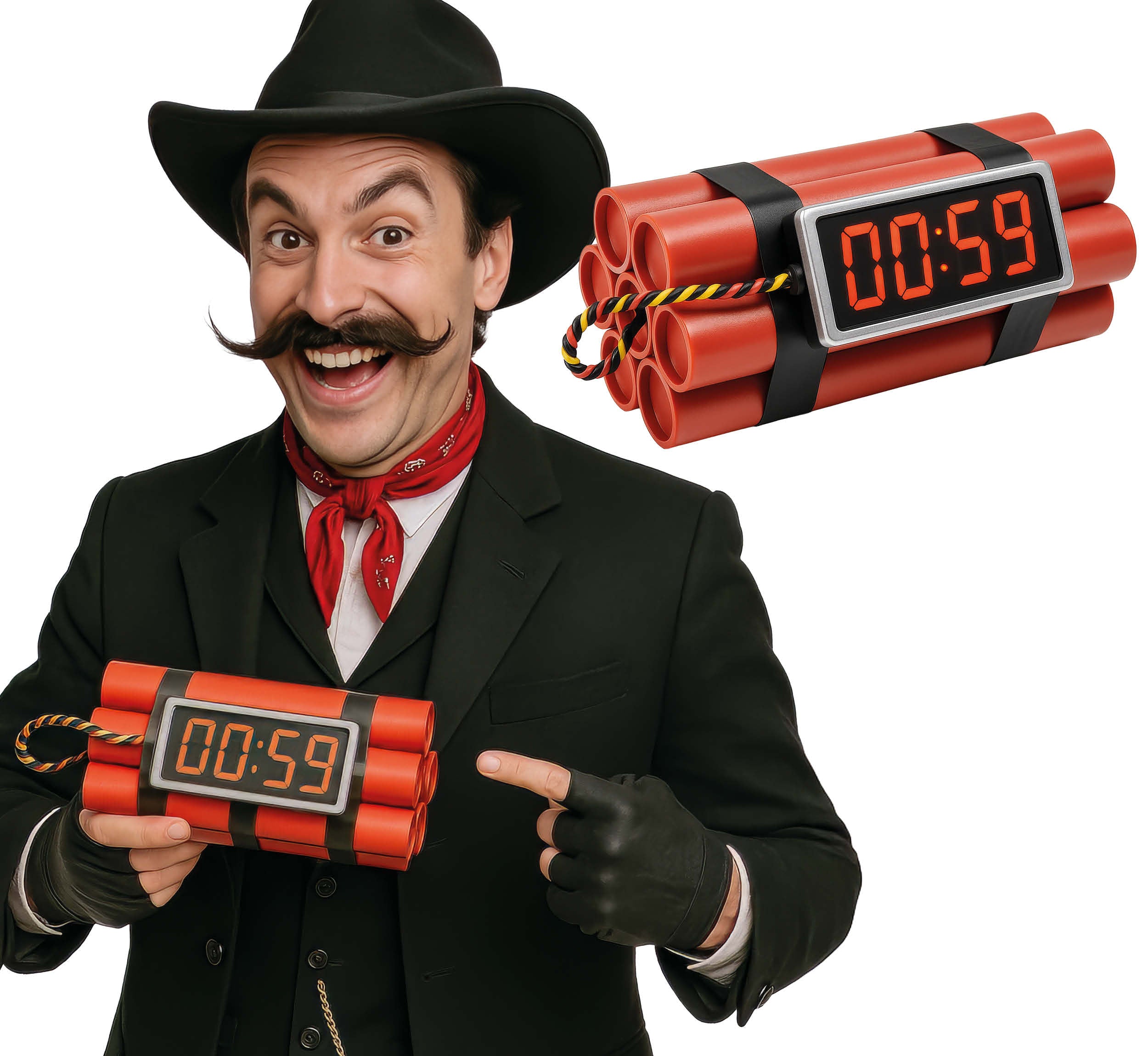 GP27429 – Diebisches Dynamit Kostümaccessoire Countdown – Farbe: Rot