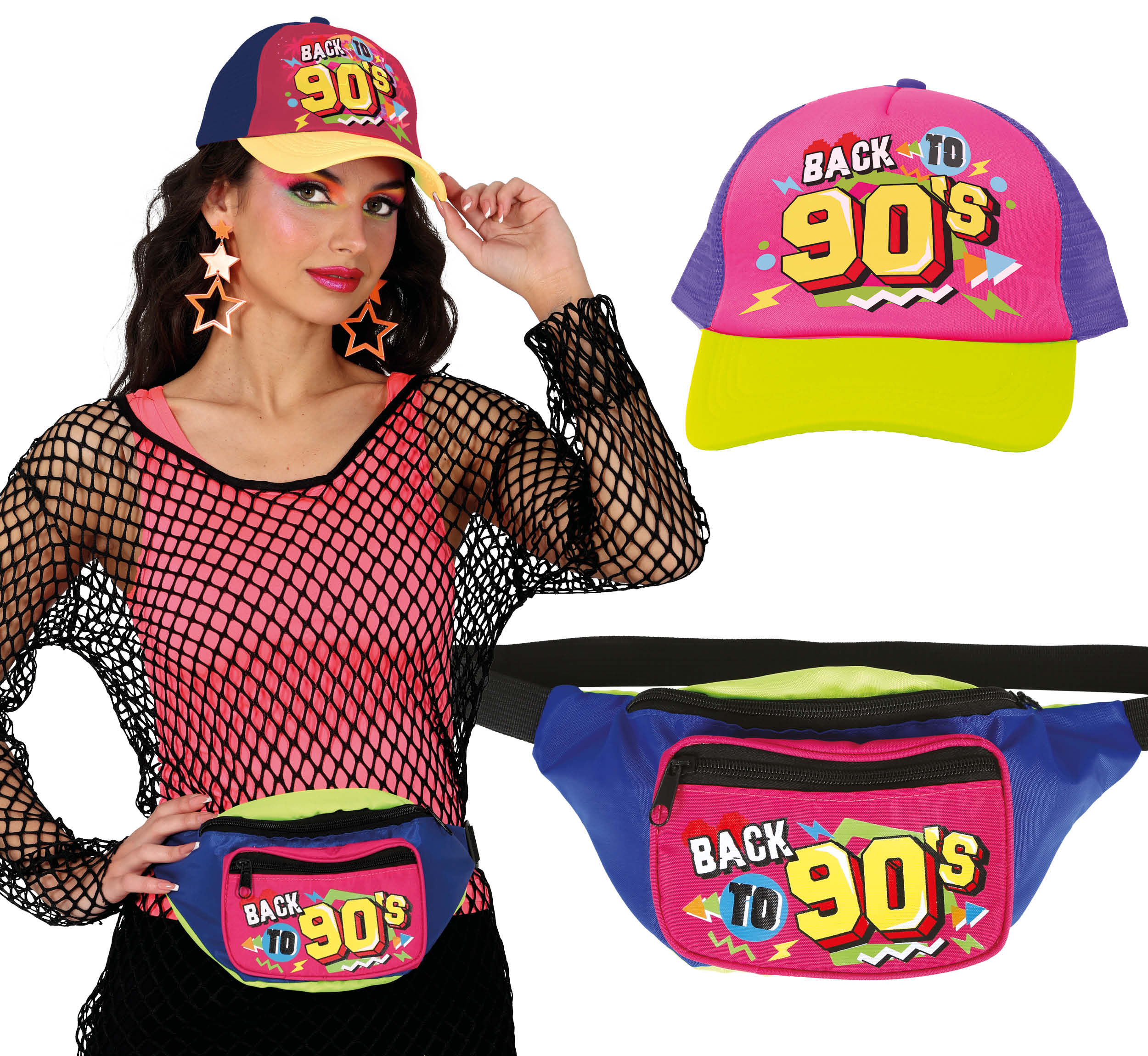 GP27434 – 90S Disco Style Accessoires Cap – Farbe: Mehrfarbig