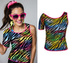 GP27438 – Disco 80er Jahre Zebra Muster Karneval – Größe: 42 - 44 (L) – Farbe: Mehrfarbig
