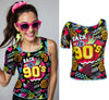 GP27442 – 90s Disco Outfit Neon Design – Größe: 42 - 44 (L) – Farbe: Mehrfarbig