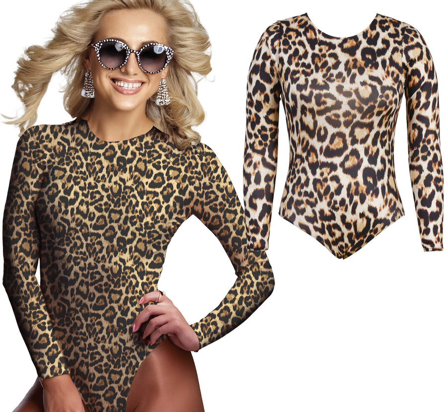 Leoparden Body für Damen langarm
