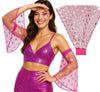 GP27474 – Disco Glamour Karneval Kostüm 70s Party – Farbe: Pink / Metallic