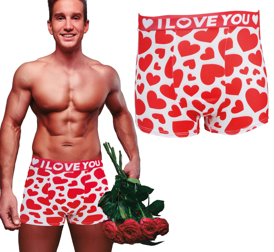 Herzen Boxershorts für Herren weiß rot