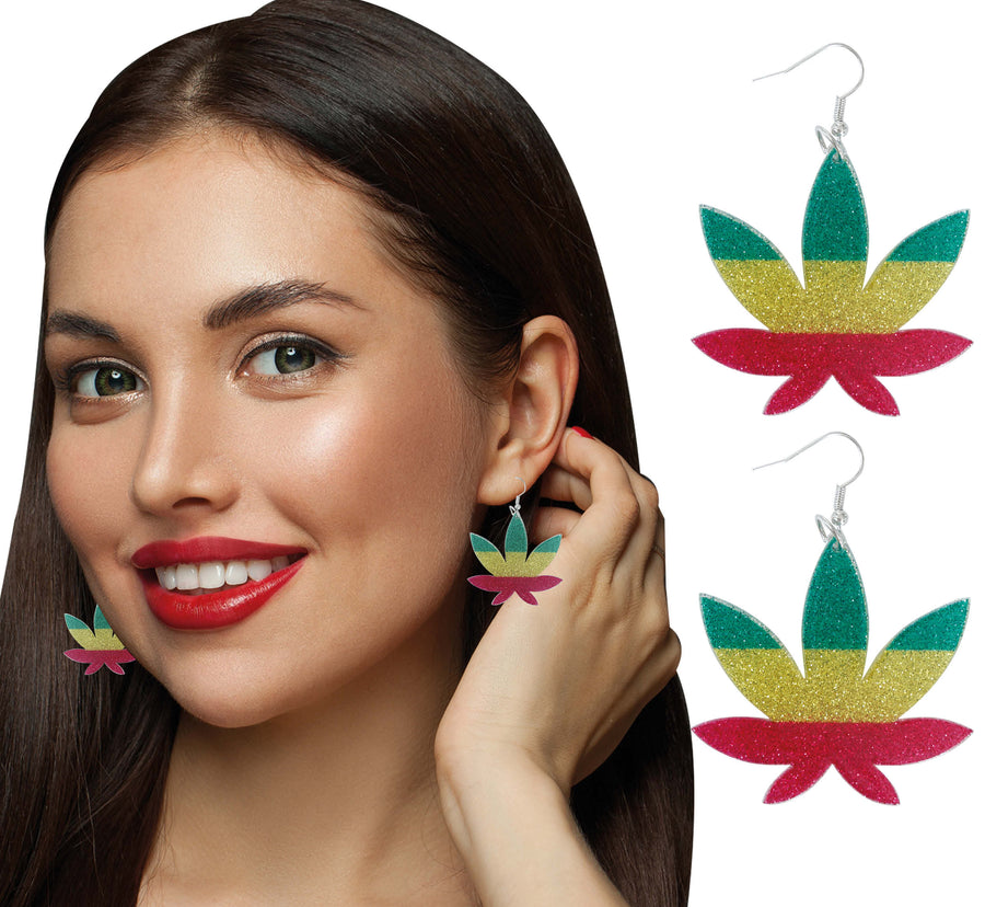 Marihuana Blatt Ohrringe für Erwachsene 4 cm