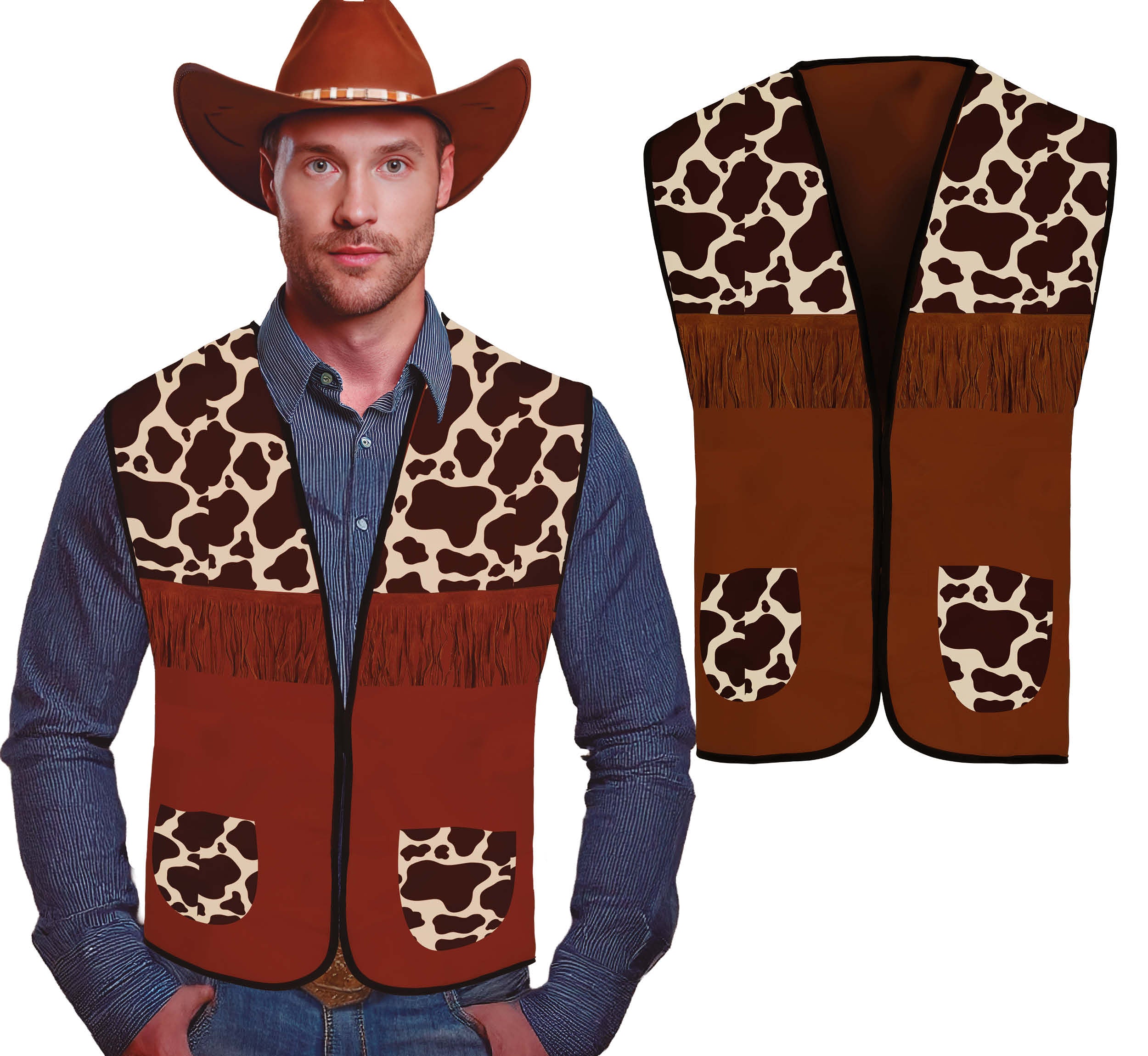 GP27519 – Cowboy Abenteurer Weste Kostüm Karneval – Farbe: Braun